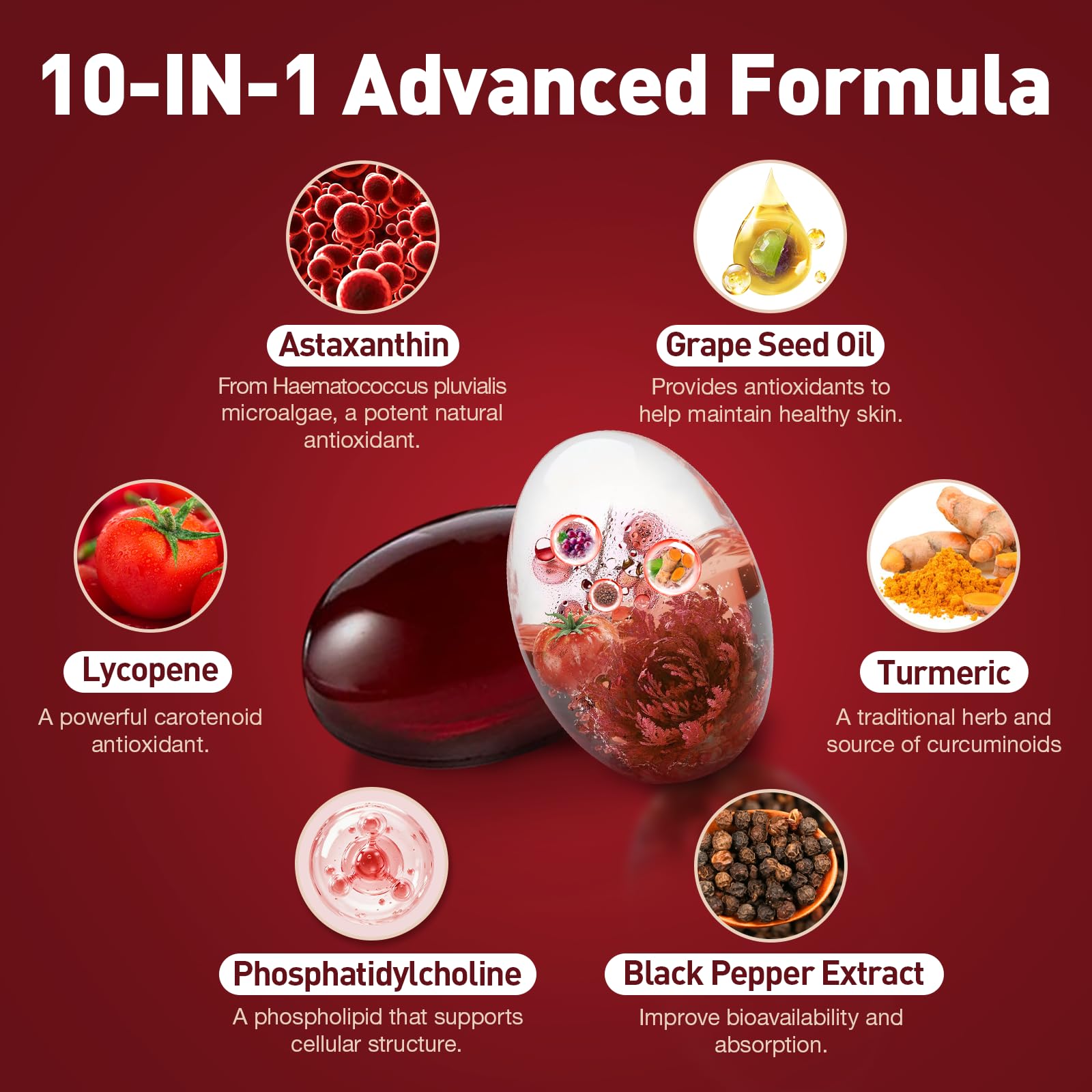 10-IN-1 Astaxanthin Supplements 24mg,Fresh Microalgae Source,120 Softgels — Amazon image 3