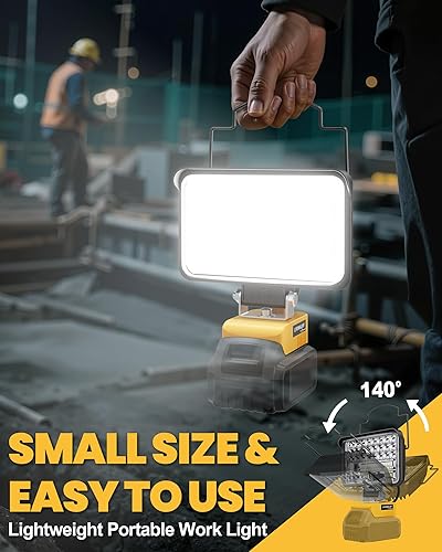 Miniatura 8 de LIVOWALNY Luz LED inalámbrica para Dewalt Light 20V Max LED luz de trabajo, 68W 6800LM 5" 20V batería luz LED luz de trabajo linternas con USB y