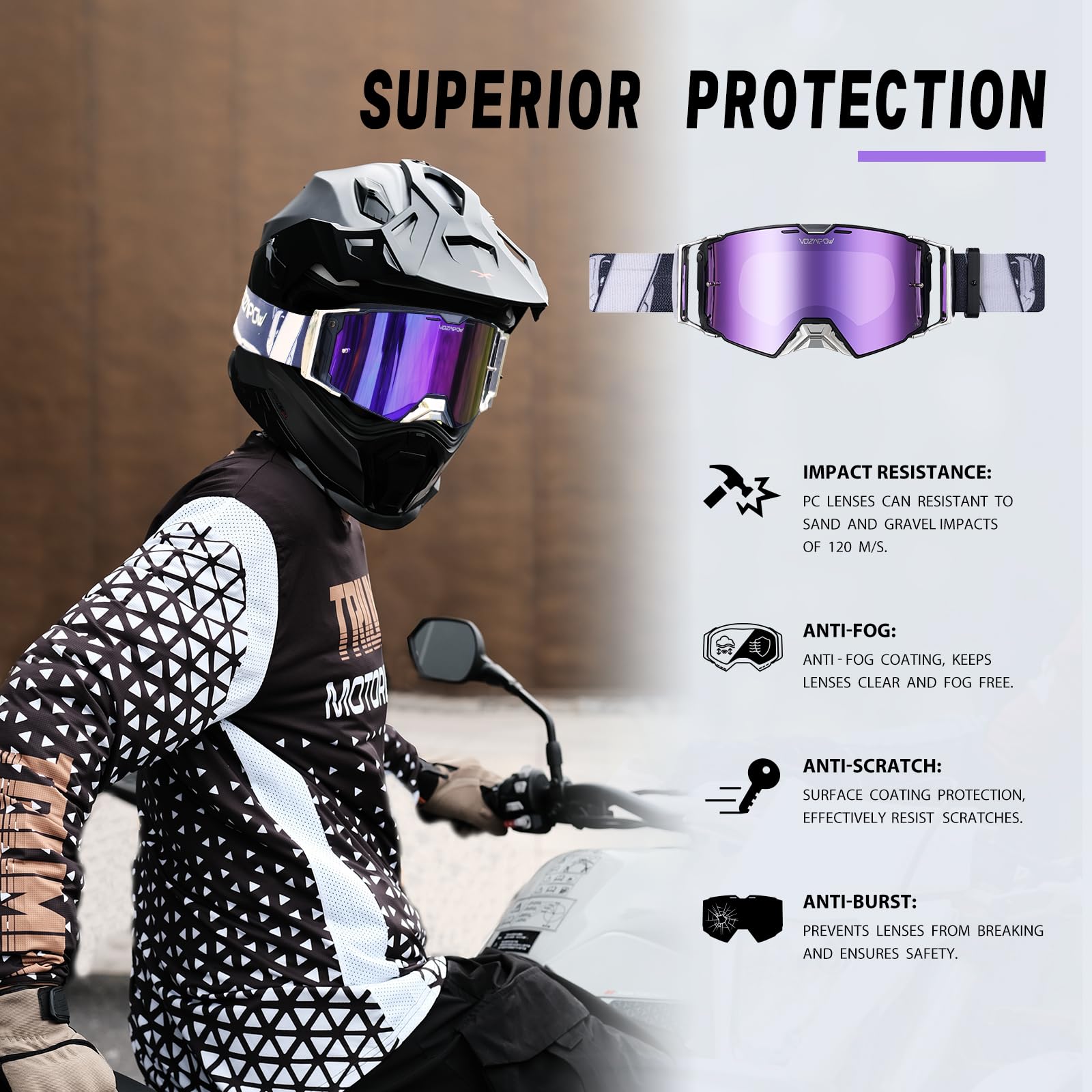 Gafas de moto antivaho para hombre y mujer