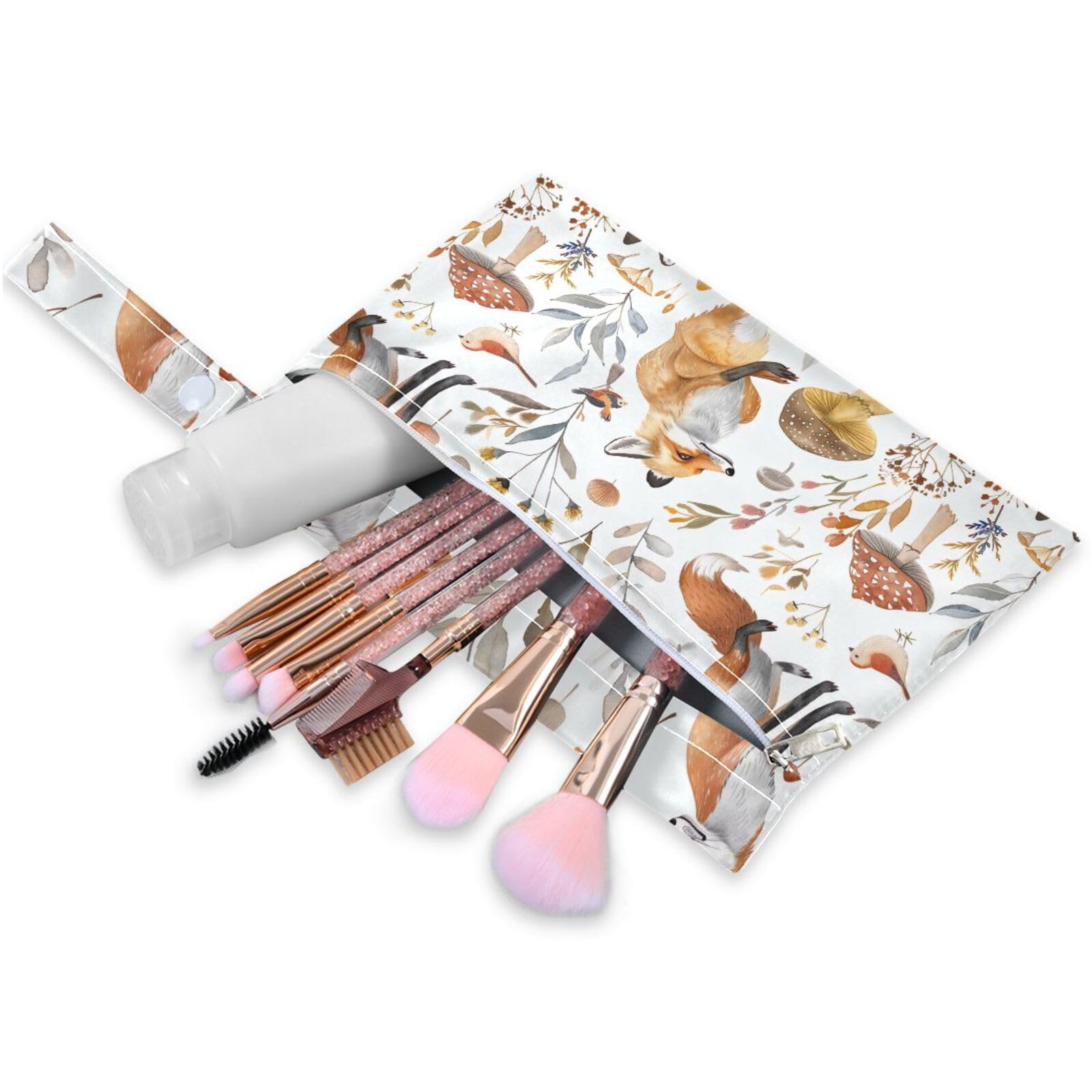 Coikll Wet Dry Bags for Cloth Diaper 2 Pack Waterproof Yoga Gym Bag for Swimsuit Wet Clothes Baby Items-?Fox and Mushroom?