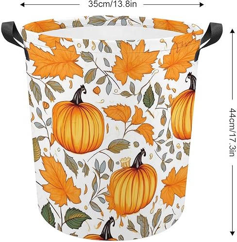 Miniatura 2 de Autumn Pumpkin Storage Basket Fall Maple Leaves Waterproof Coating Organizer Bin Laundry Hamper for Clothes,Toys,Bedroom,Bathroom