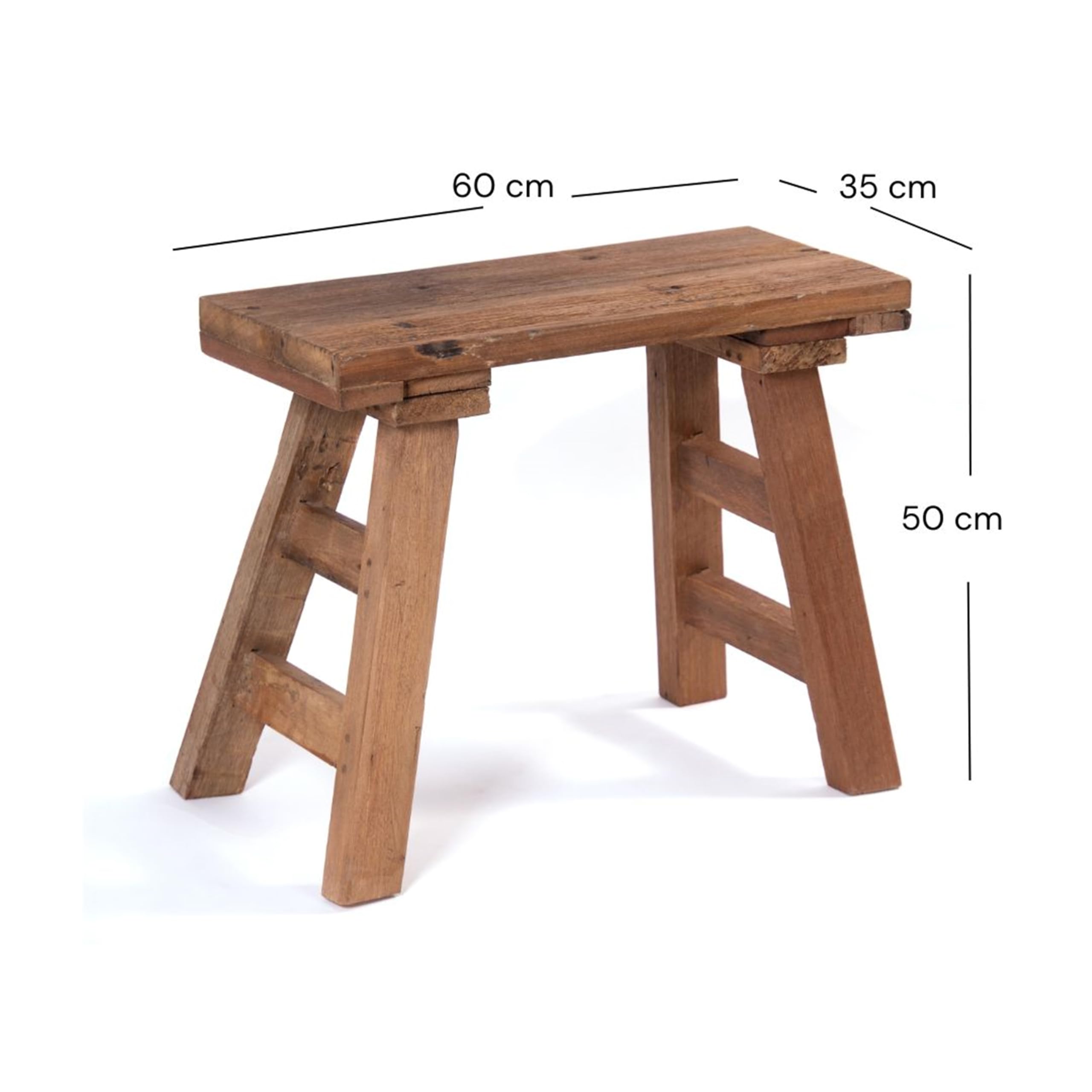 DESIGN DELIGHTS Holz SITZHOCKER Bellagio | Massivholz, 60x50x35 cm | rustikaler Hocker, Sitzbank, Holzbank, Beistellhocker, Massivhocker. Pflanzenhocker