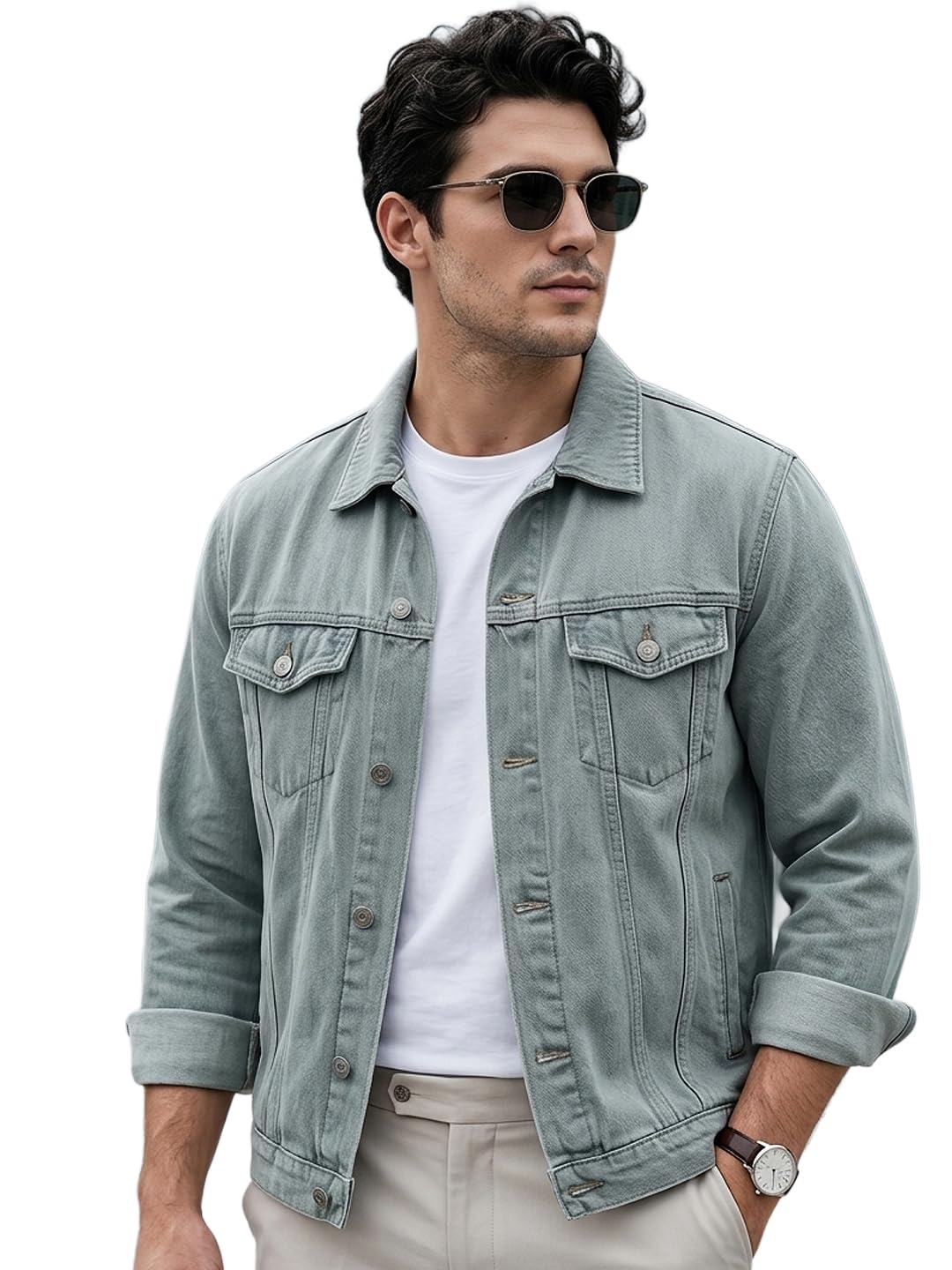 urbano fashion Men's Regular Fit Washed Full Sleeve Denim Jacket-picture-34