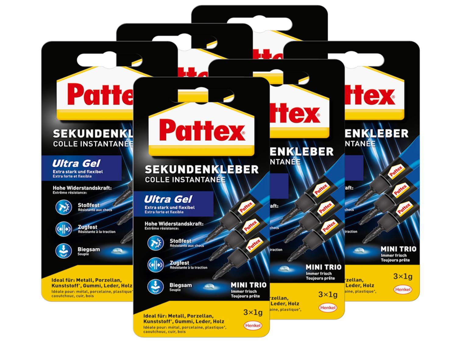 Pattex Sekundenkleber Ultra Gel Mini Trio (6er Pack (6x 3g))