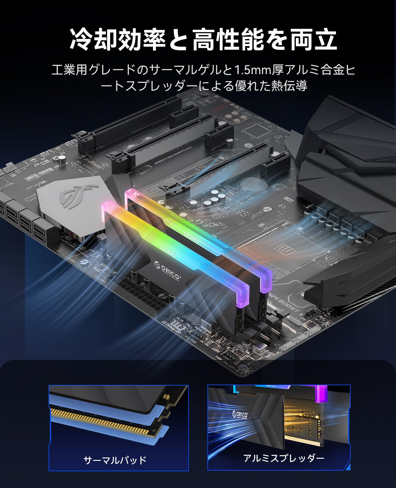 Amazon.co.jp: ORICO Raceline Neon RGB(発光型) DDR5メモリ 32GB