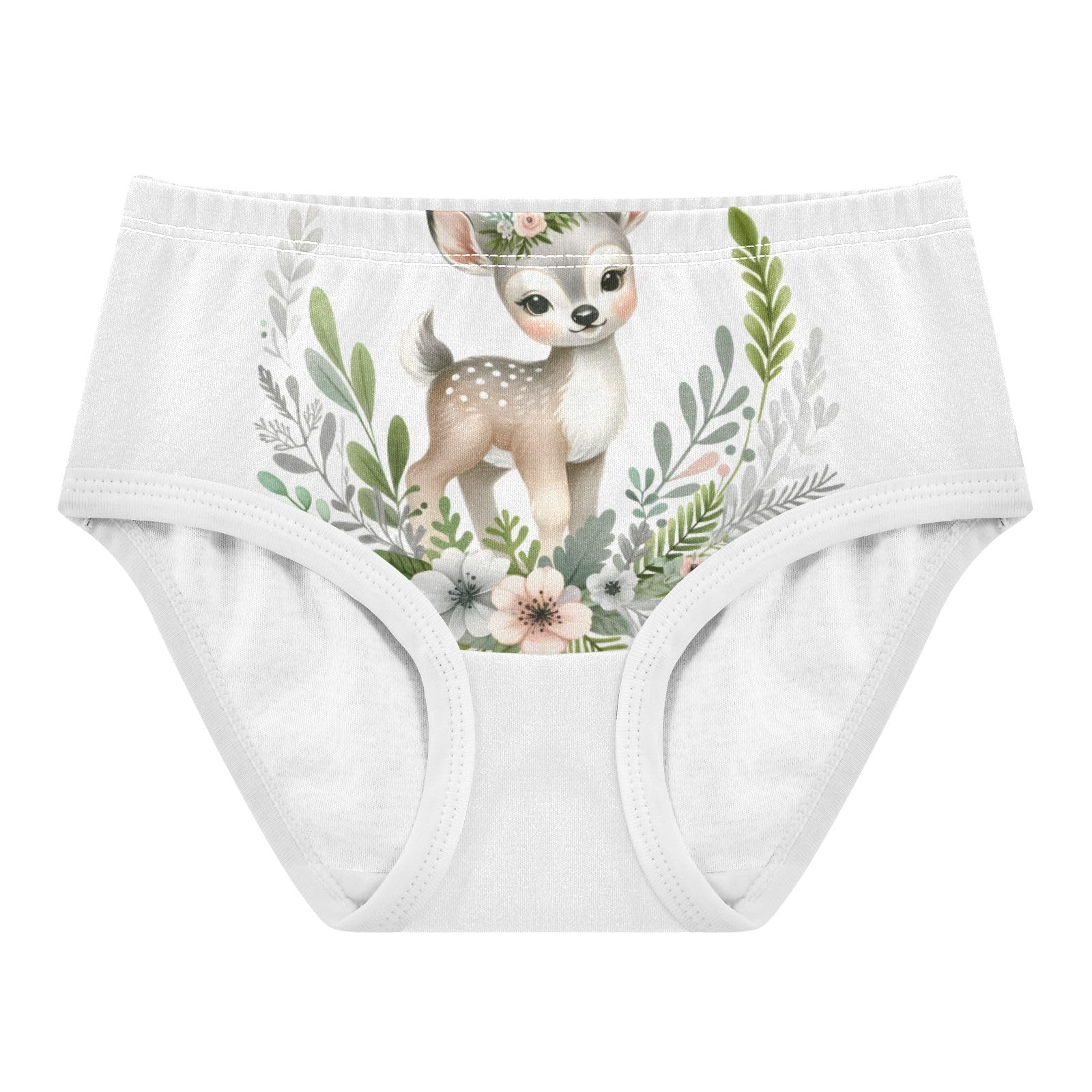 ALAZA Toddler Girls Cotton Hipster Underwear Soft Deer Floral Bouquet 2 Pack 2T