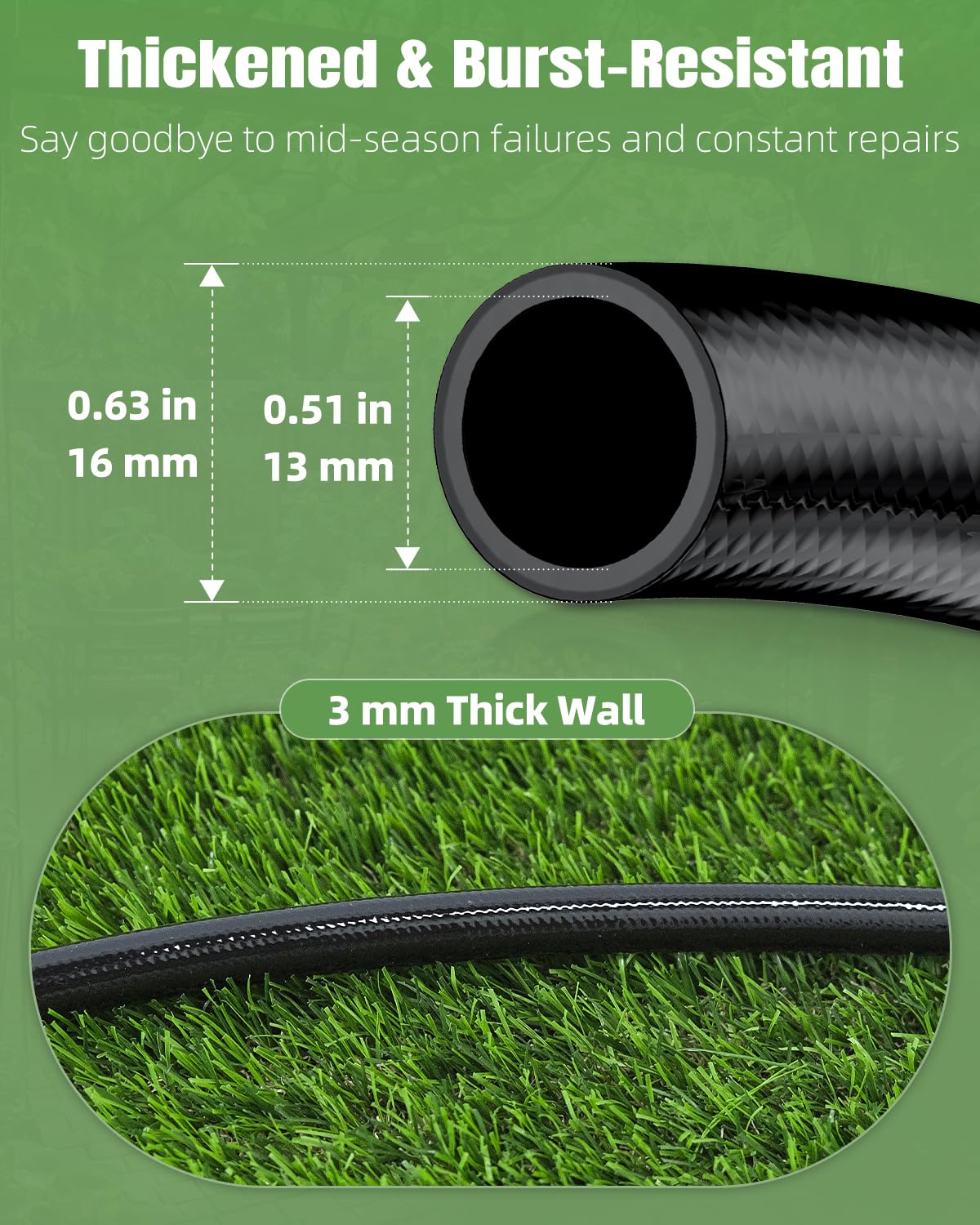 Pawfly 15 m 13/16mm Tropfbewässerungsschlauch, flexible PVC-Hauptleitung mit 5 Widerhaken-Verbindern für Gartenbewässerungssysteme