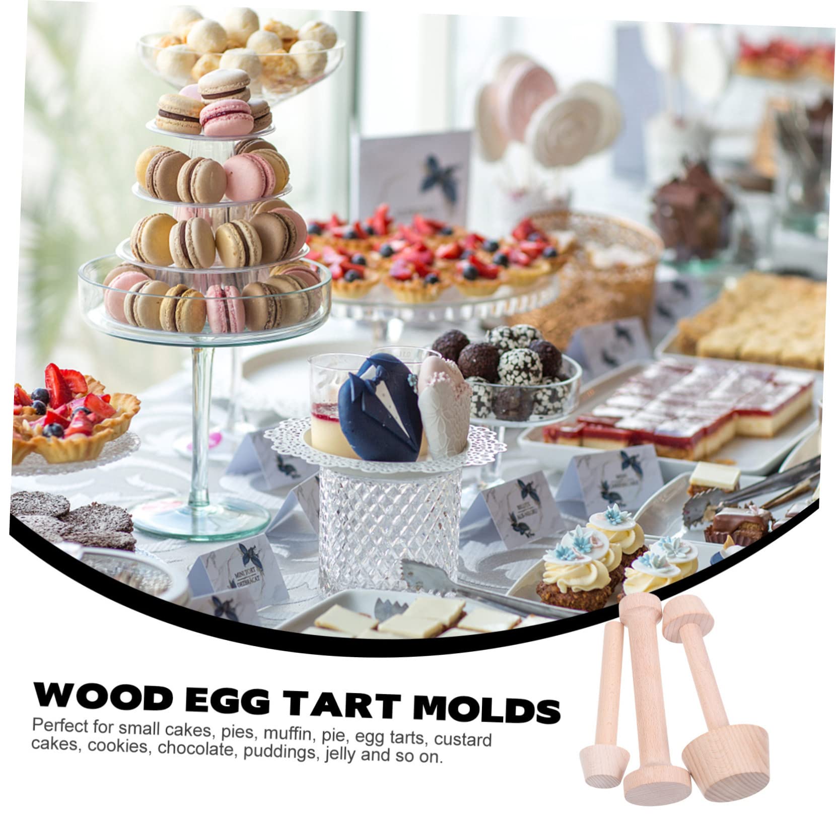 COLLBATH 3 Juegos De Moldes De Madera Para Tartas Para Hornear Mini Pasteles Y Tartas (3 Piezas X 3)