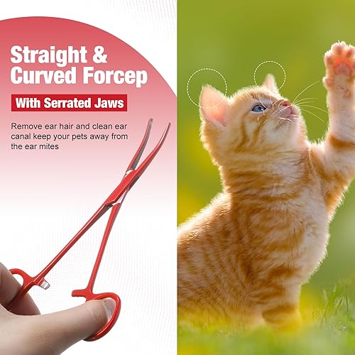 Miniatura 13 de BBTO Hemostat - Pinzas de hemostato curvadas y rectas para piercing, pinzas rectas y curvadas de acero inoxidable, pinzas de pesca (negro, 2 piezas)