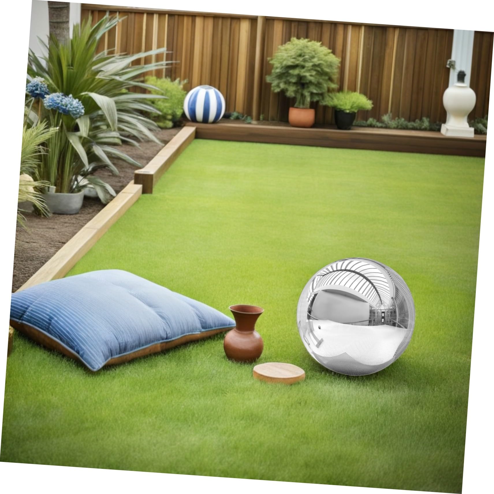 iplusmile Boule de Jardin Acier Inoxydable Poli Miroir Sphère Réfléchissante Creuse et Ornement Flottant pour Décoration Extérieure Terrasse et Piscine