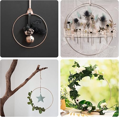 Miniatura 6 de Paquete de 8 anillos de metal para manualidades, anillos de macramé de 10 pulgadas, suministros de atrapasueños, centros de mesa circulares de aro