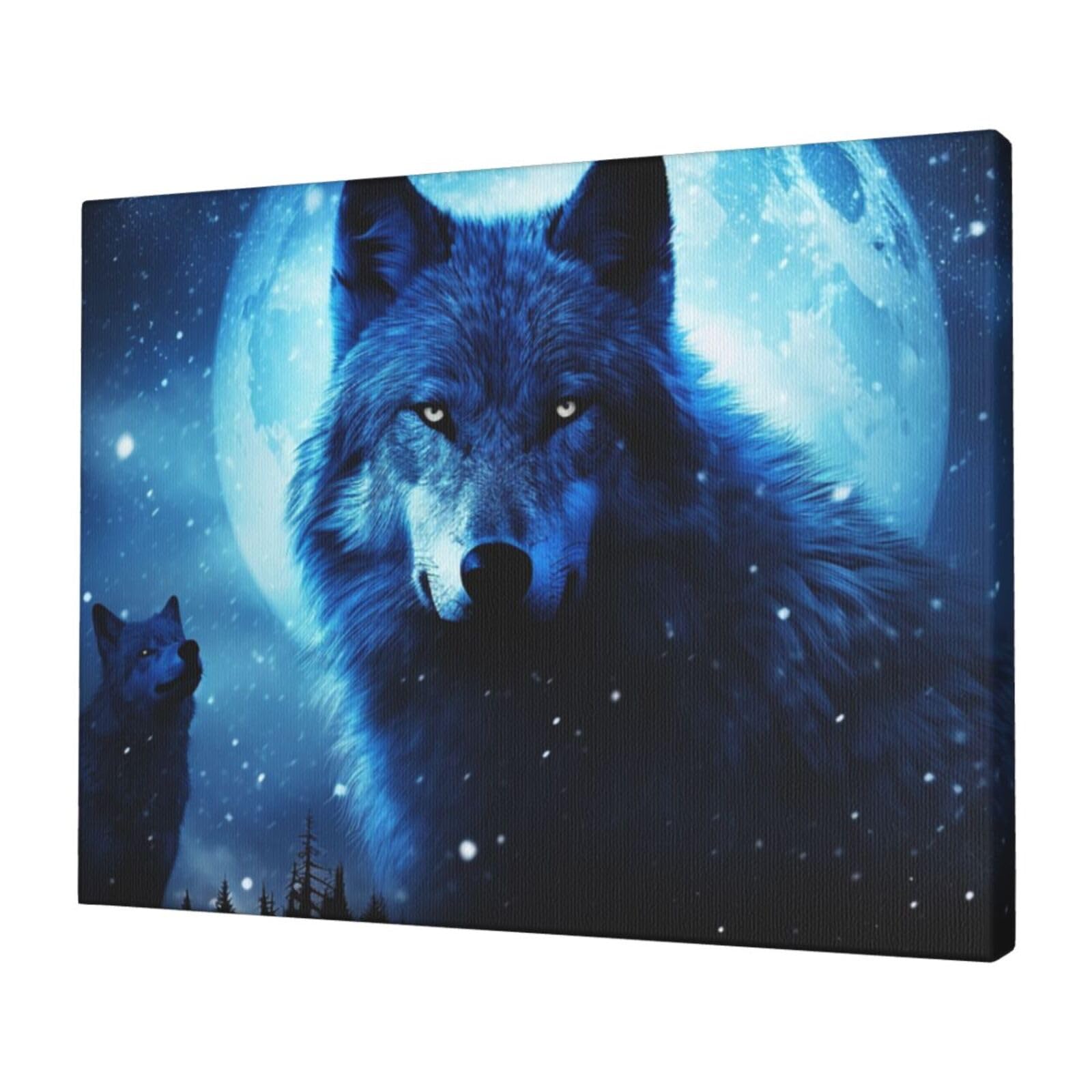 KLOPH Wolfs Canvas Wall Art for Living Room 12"x16" Modern Artwork Painting for Bathroom Hanging Canvas Prints Aesthetic Wallart for Bedroom Kitchen Office Wall Decor