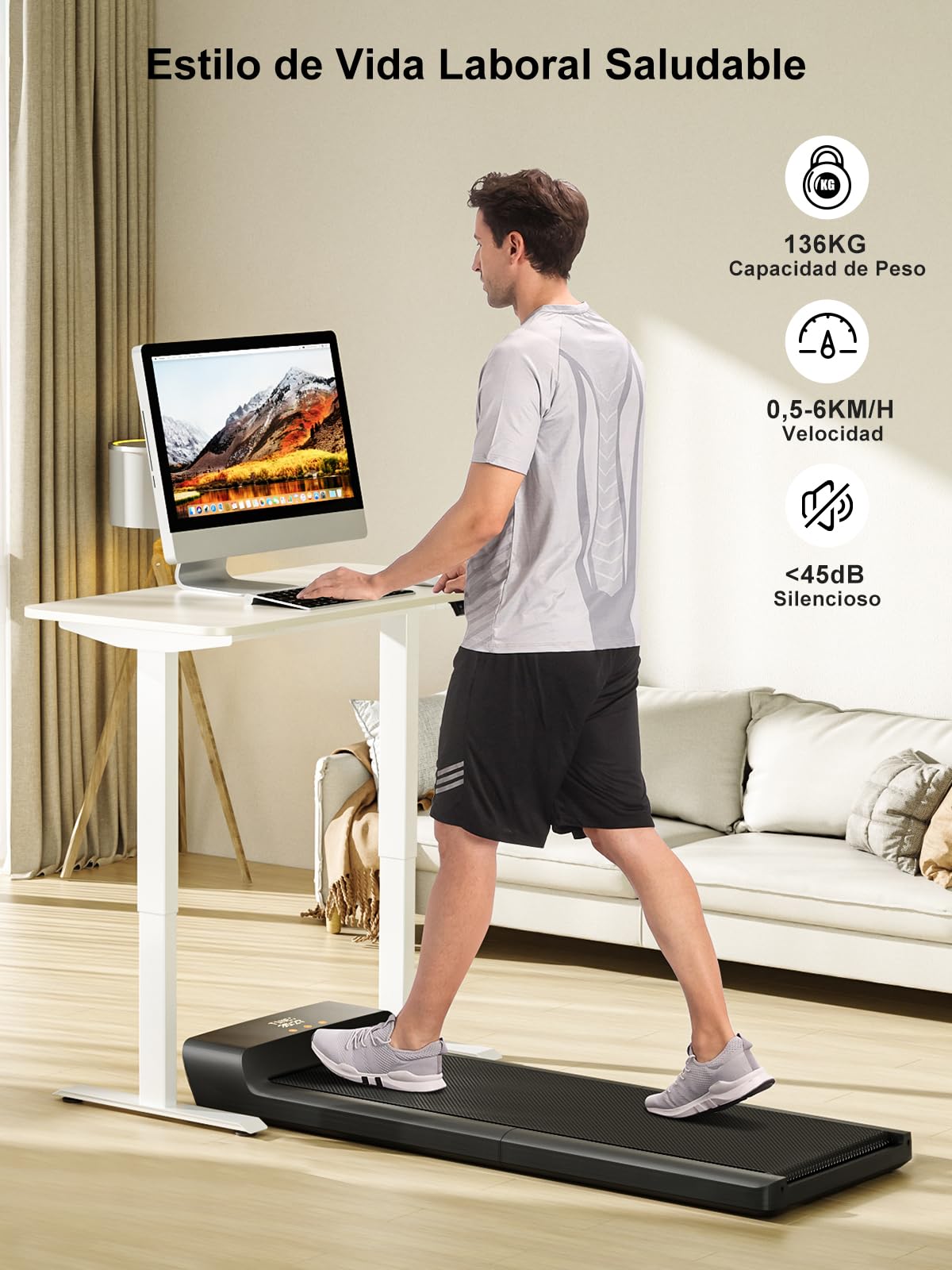 WalkingPad A1 Plus(A1 Pro) Cinta de Correr Plegable, Cinta de Andar 0.5-6 km/h con Control Remoto y App, Walking Pad Compacta para Casa y Oficina, Peso Máximo 136 kg