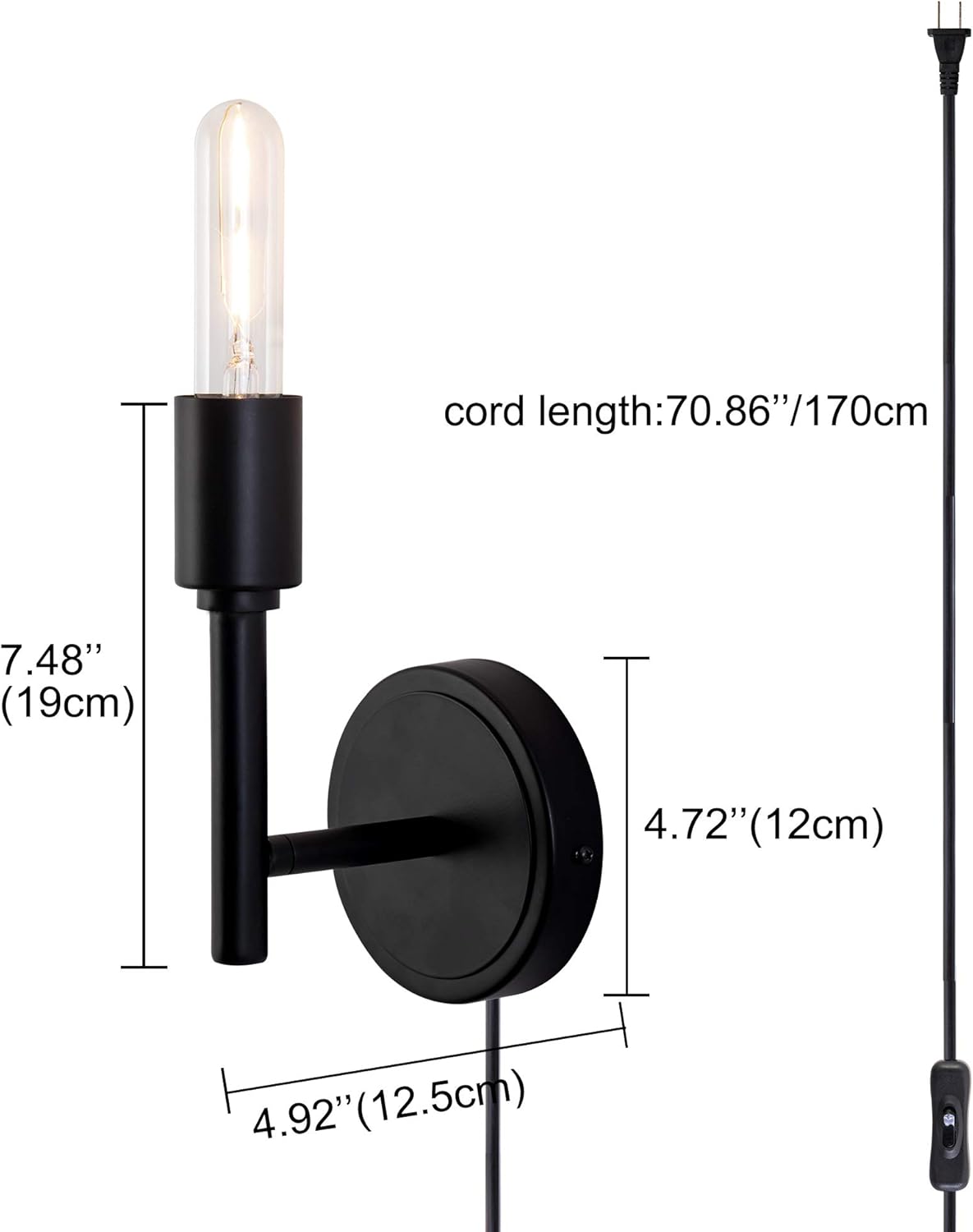 70% Off Discount Passica 2-Pack Plug in Vintage Industrial Black Vanity Wall Sconce Living Room Bedroom Restaurant Retro Wall Lamp Modern Fixture Wall Lights Fitting