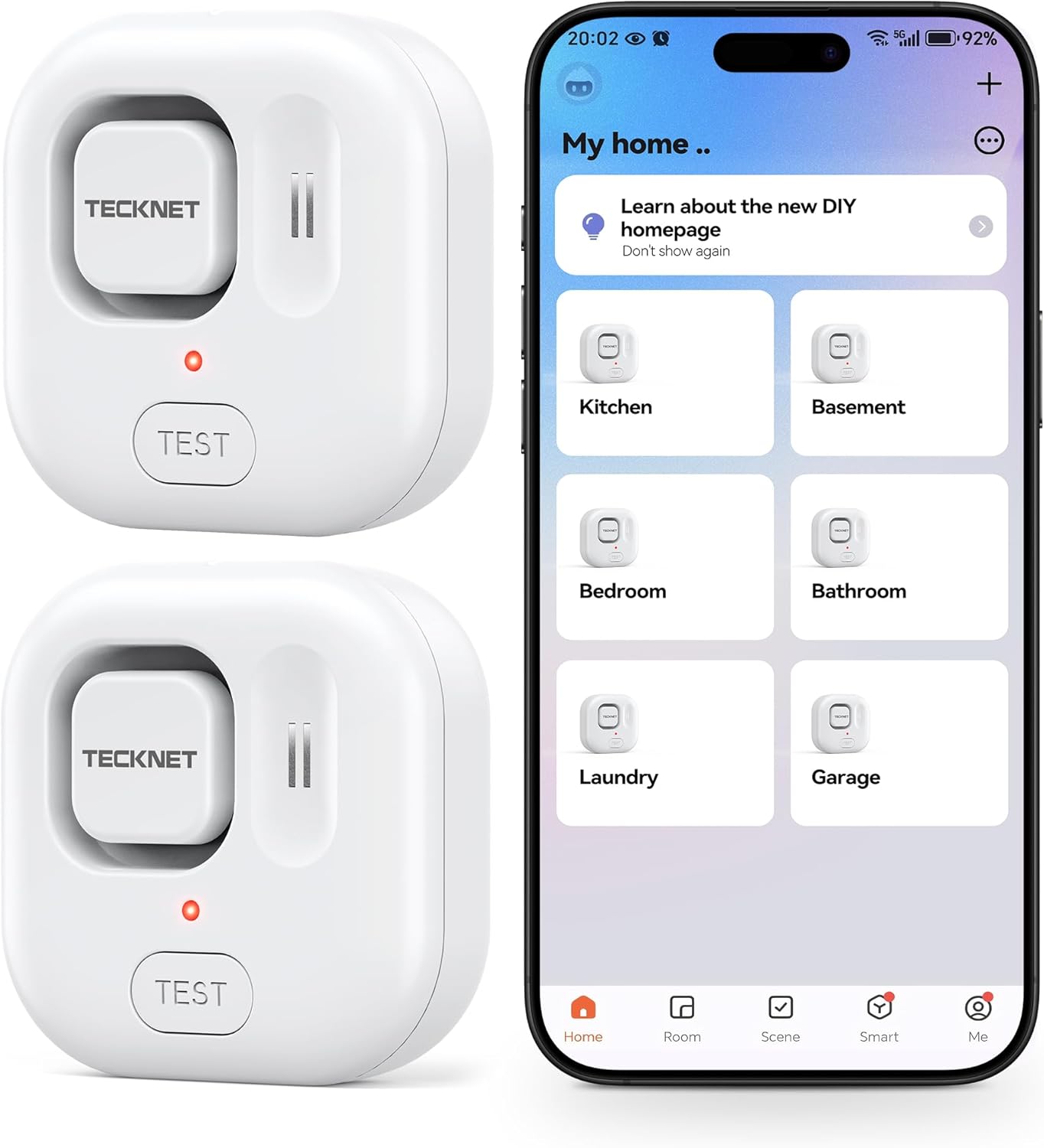 TECKNET WiFi Water Leak Detectors, Leak & Drip Alert with APP Push and Sound Alarm, Smart Water Sensor with 120dB Adjustable Alarm, for Home Kitchen Bathroom Basement (2 Pack, Battery Included) TECKNET WiFi Water Leak Detectors, Leak & Drip Alert with APP Push and Sound Alarm, Smart Water Sensor with 120dB Adjustable Alarm, for Home Kitchen Bathroom Basement (2 Pack, Battery Included)