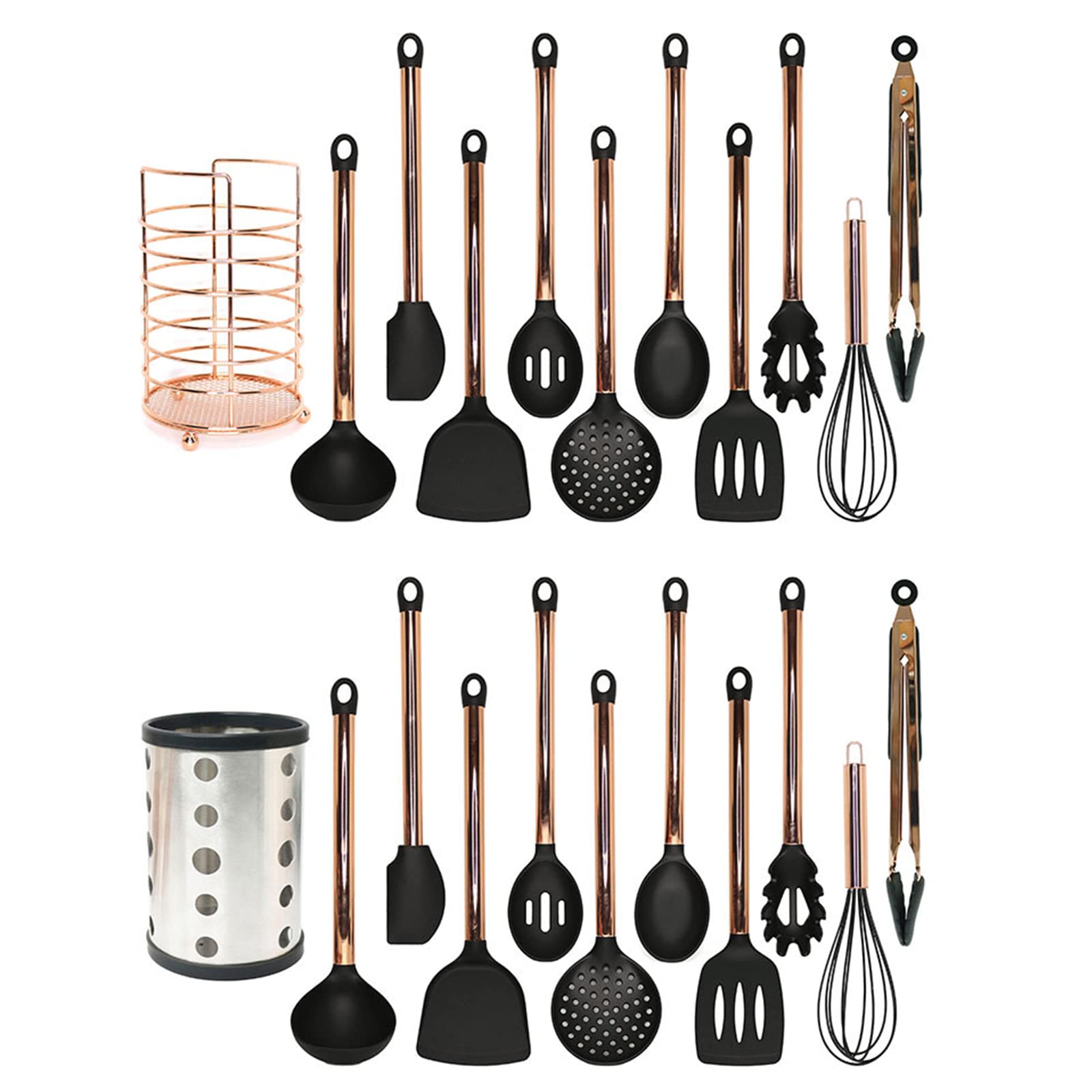 Kochutensilien-Set, Edelstahlgriff, Schlitzlöffel, Pfannenwender, Küchenhelfer, Besteck-Set