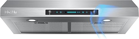 HisoHu 30 Inch Under Cabinet Range Hood with 900-CFM, 4 Speed Gesture Sensing&Touch Control Panel, Stainless Steel Kitchen Vent