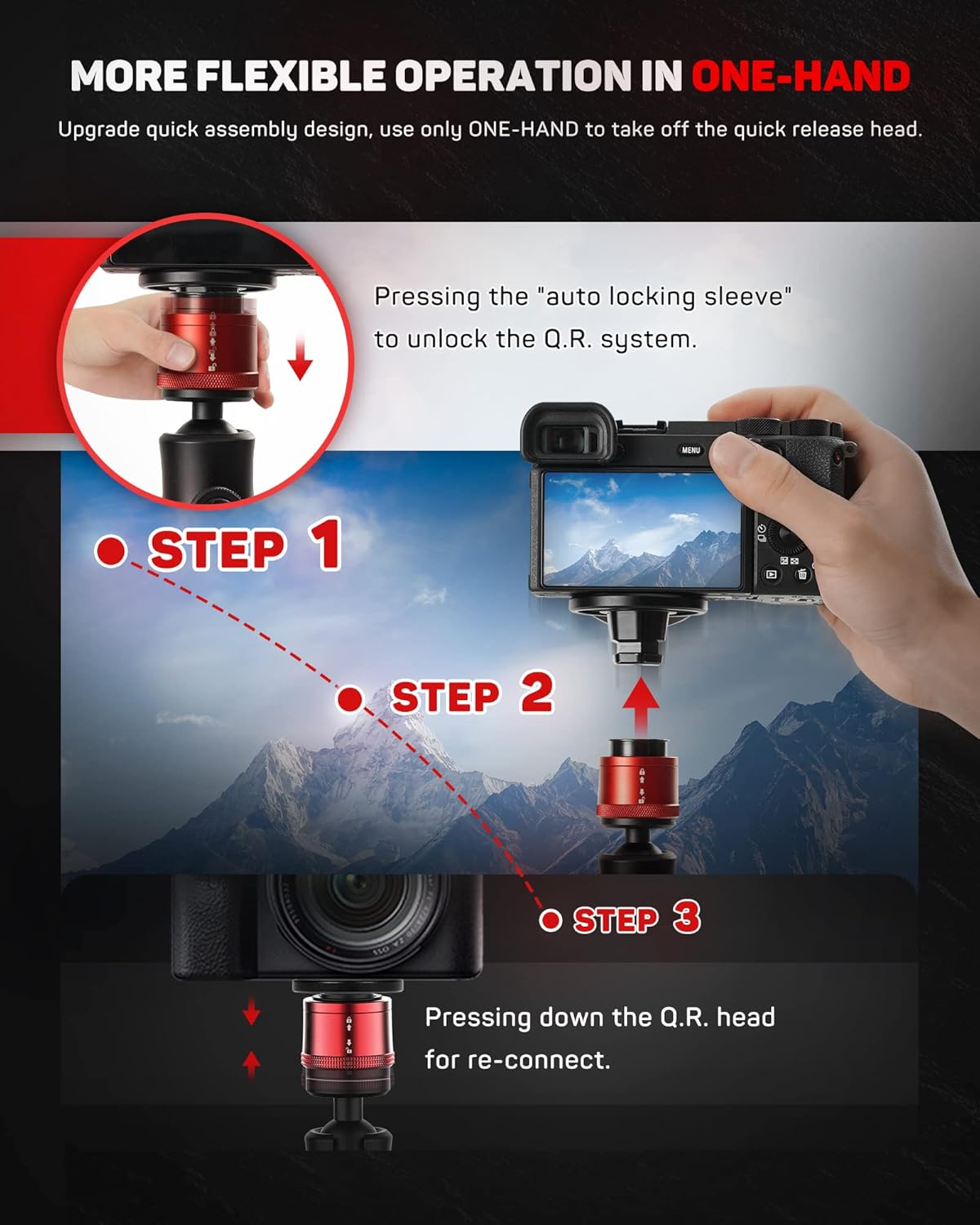 IFOOTAGE Monopod Base Cobra 3 Base, Aluminum Desktop Mini Tripod for Camera, Tabletop Small Tripod with 1/4" & 3/8" Screws for Sony, Nikon, Canon DSLR Cameras, Payload 17.64lbs