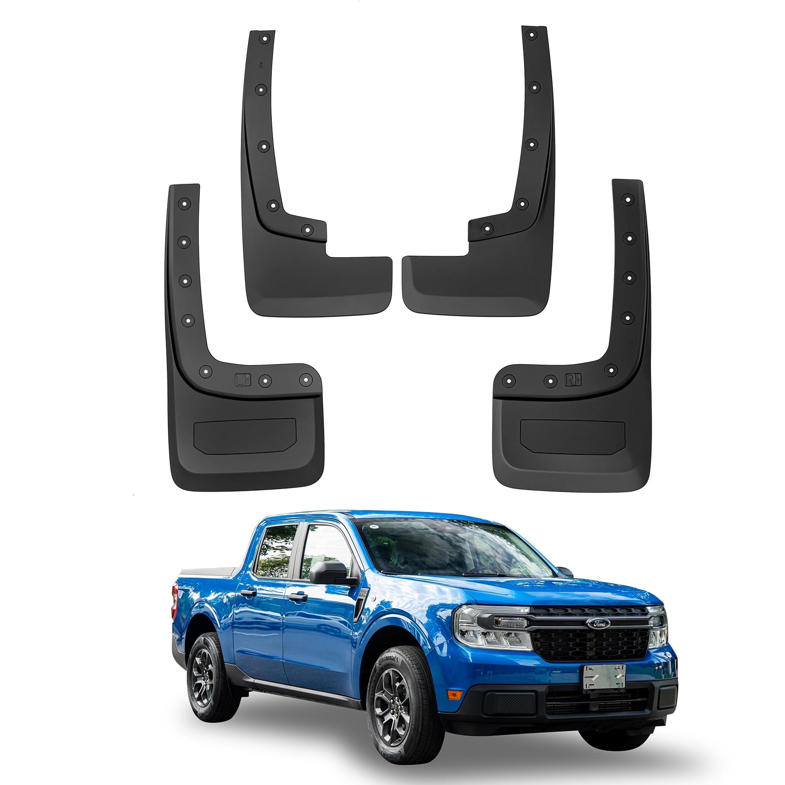 Tecoom Mud Flaps fit for Ford Ranger Accessories 2024 2025, No Drill Car Mud Guards Mudflaps, Not for Raptor, Front and Rear Truck Vehicle Mudguards