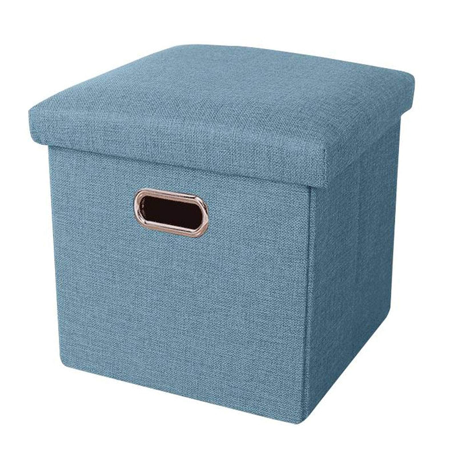 Repose-pieds doux rembourré 38cm avec coffre pliant en lin