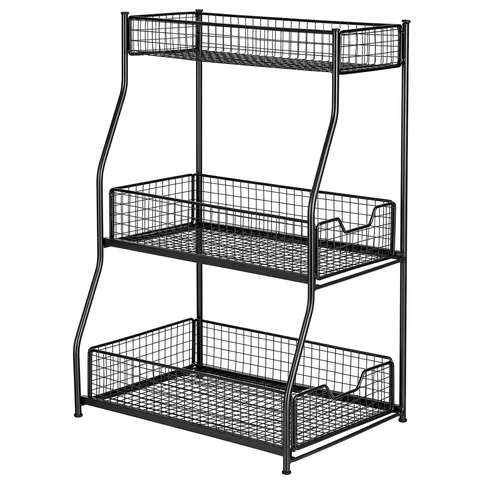 Metal Under Sink Pull Out Organiser Sliding Storage Rack Black