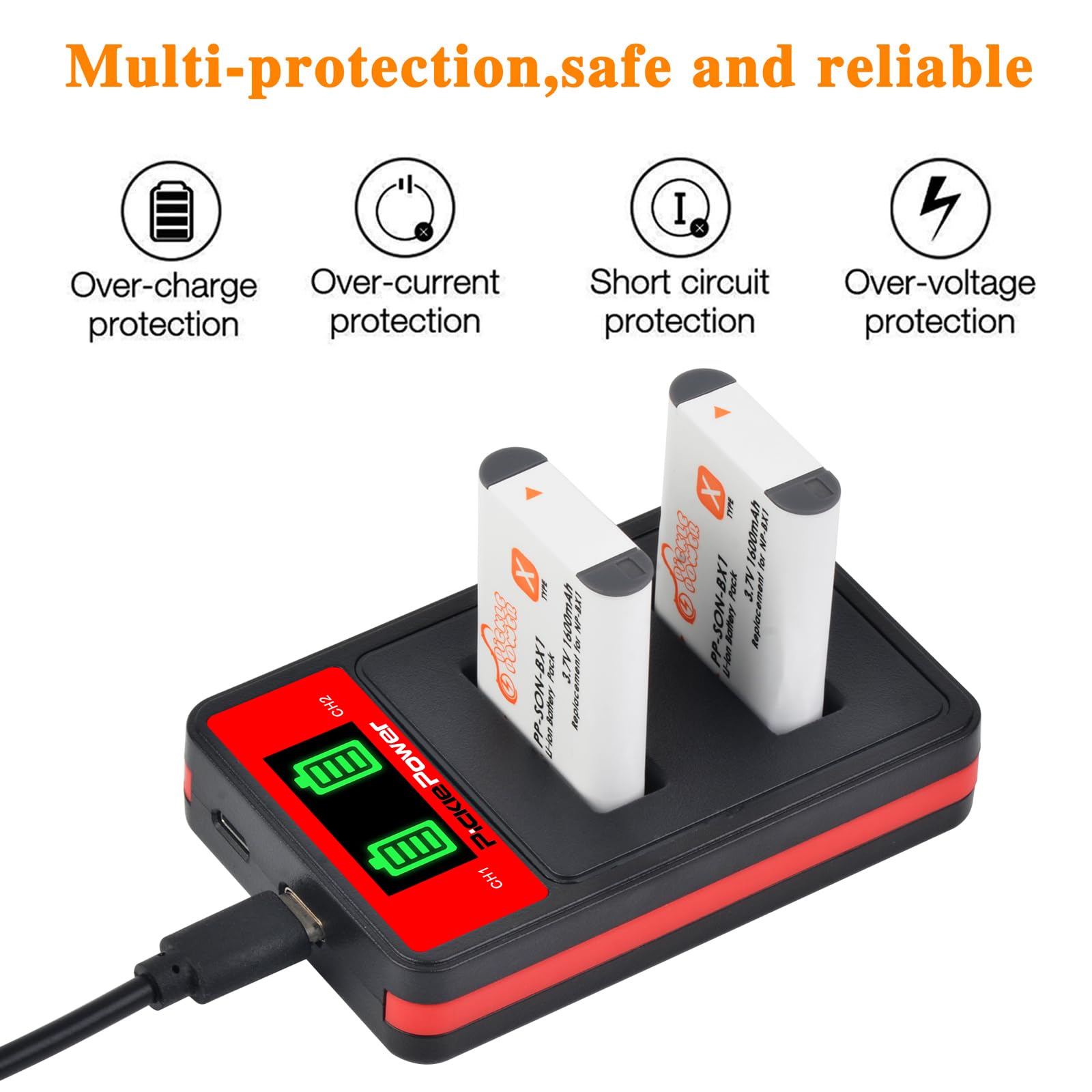 Chargeur USB LCD Norifon Pour Batterie Sony NP-BY1 (HDR-AZ1) - Fin, Portable, Avec écran