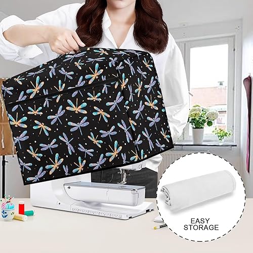 Miniatura 252 de Funda para máquina de coser de mariposas y flores con prácticos bolsillos, funda protectora con asa, para la mayoría de máquinas de coser estándar