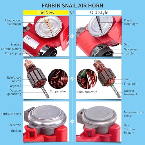 Miniatura 6 de FARBIN Kit de bocina de coche de 12 V 150 db bocina de aire fuerte con compresor, bocina compacta con arnés de relé y 2 cables de arnés de conector