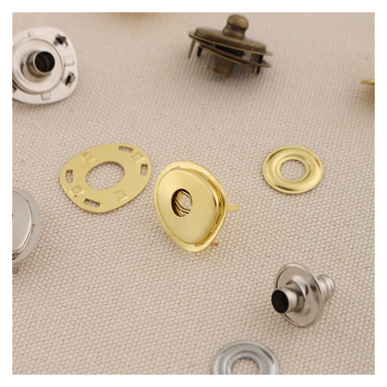 KIHENE 10 set bottoni automatici in metallo bottoni automatici in oro argento for cucire abiti artigianali in pelle jeans accessori fatti a mano fai da te bottone a pressione (Color : Antique Brass)