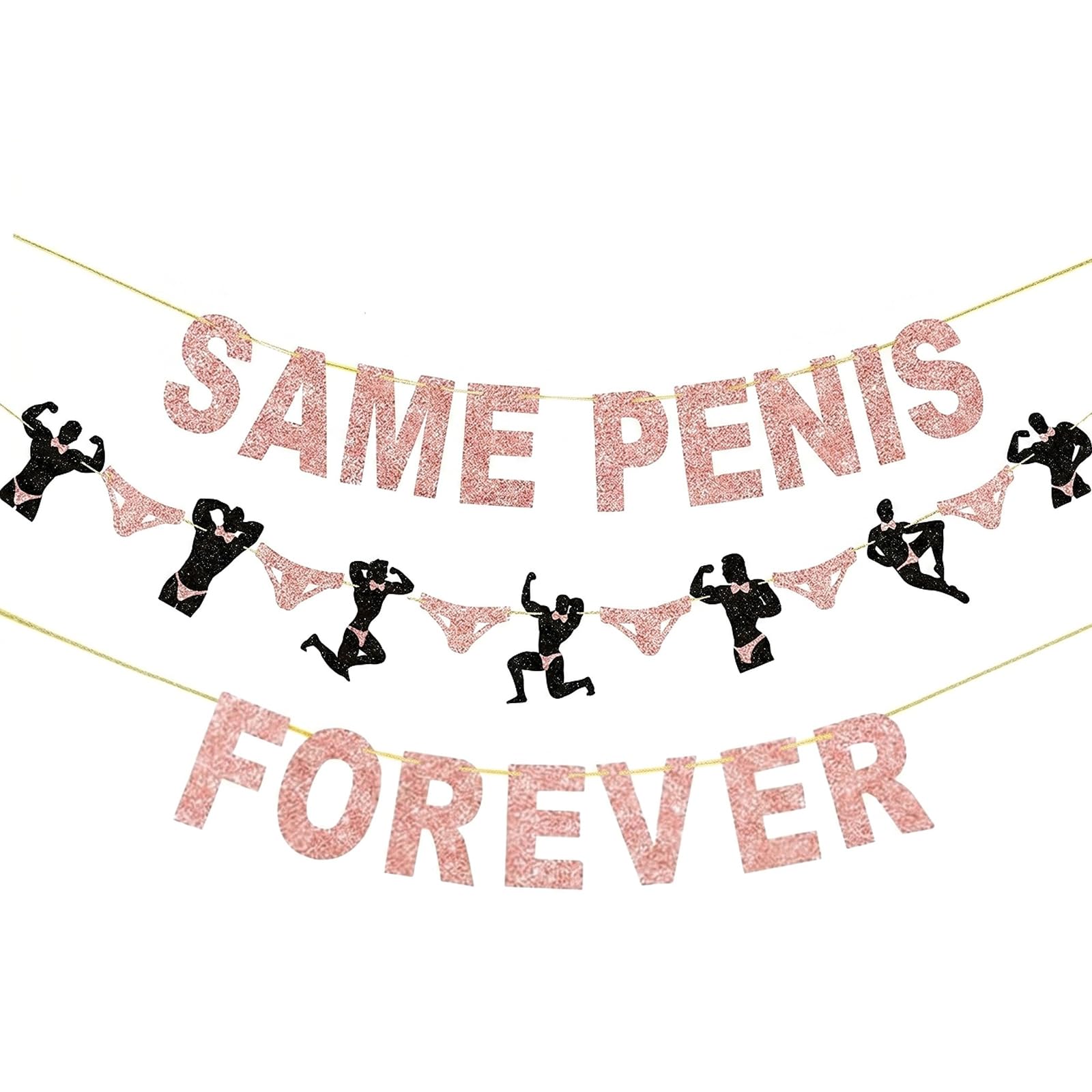 Bolosa Hen Party Decorations Same Penis Forever Banner, Rose Gold Glitter Bride to Be Garland, 3m Hanging Bunting Photo Backdrop, Funny Bride to Be Decor for Hen Do, Bridal Shower & Girls Night