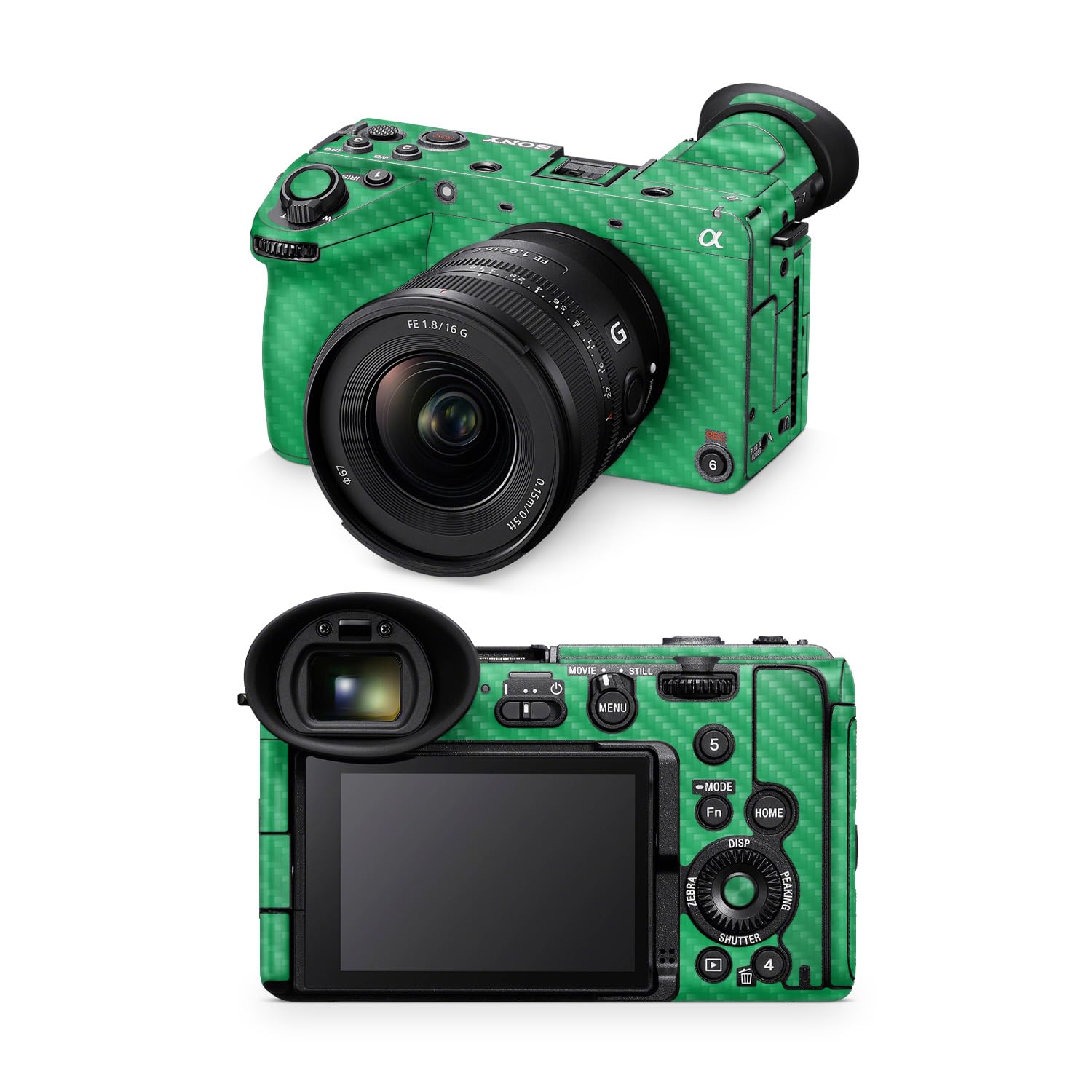 Carbon Fiber Camera Skin Compatible with Sony FX2 Digital Camera (2025) - Solid Green - Premium 3M Vinyl Protective Wrap Decal Cover - Easy to Apply | Crafted in the USA by MightySkins