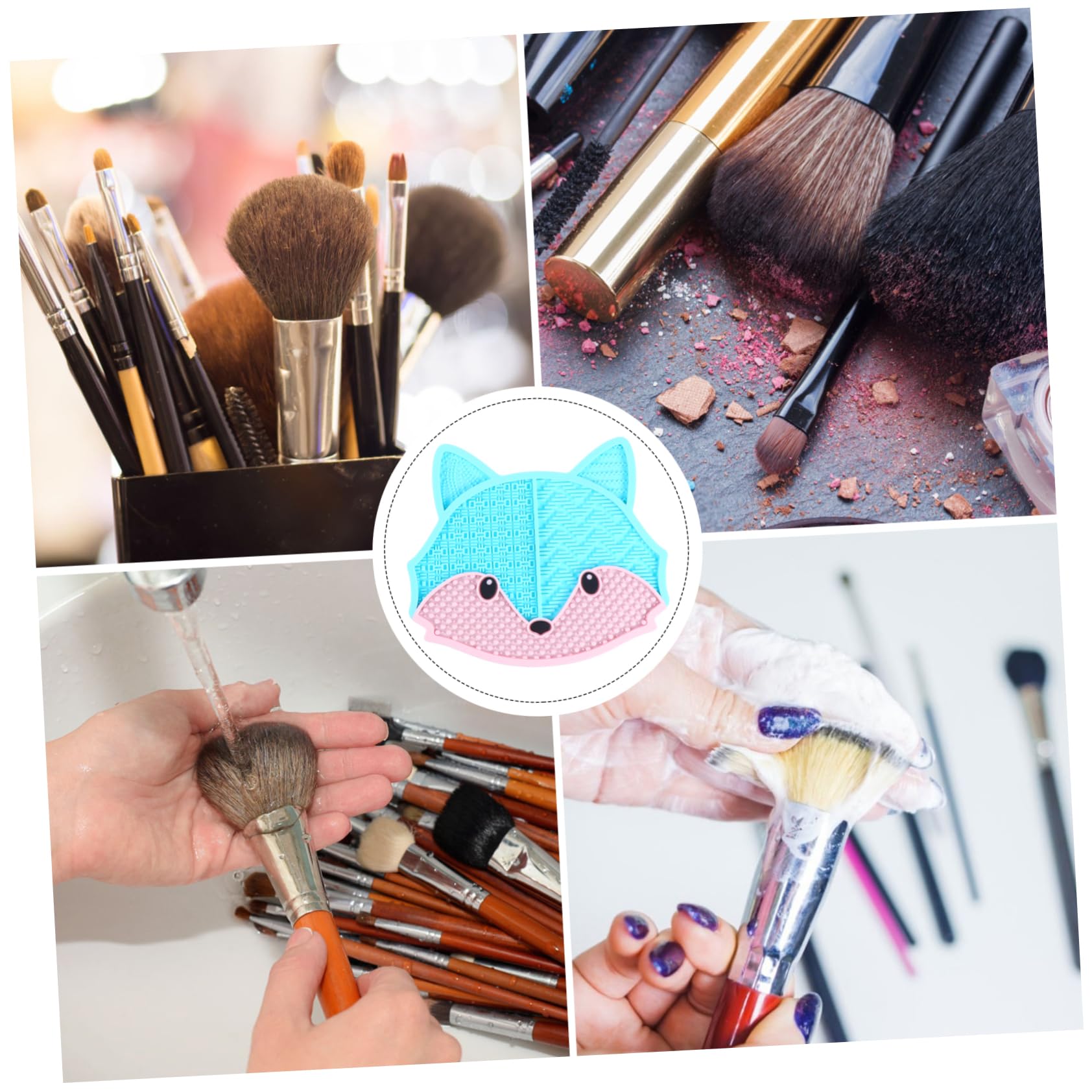 MAGICLULU 3 Pz Trucco Scrub Alla Volpe Kit Del Make up Stendino Per Pennelli Da Trucco Detergente Per Pennelli a Secco Tappetino Per Pennelli Da Trucco Gel Di Silice Cosmetico Rossore