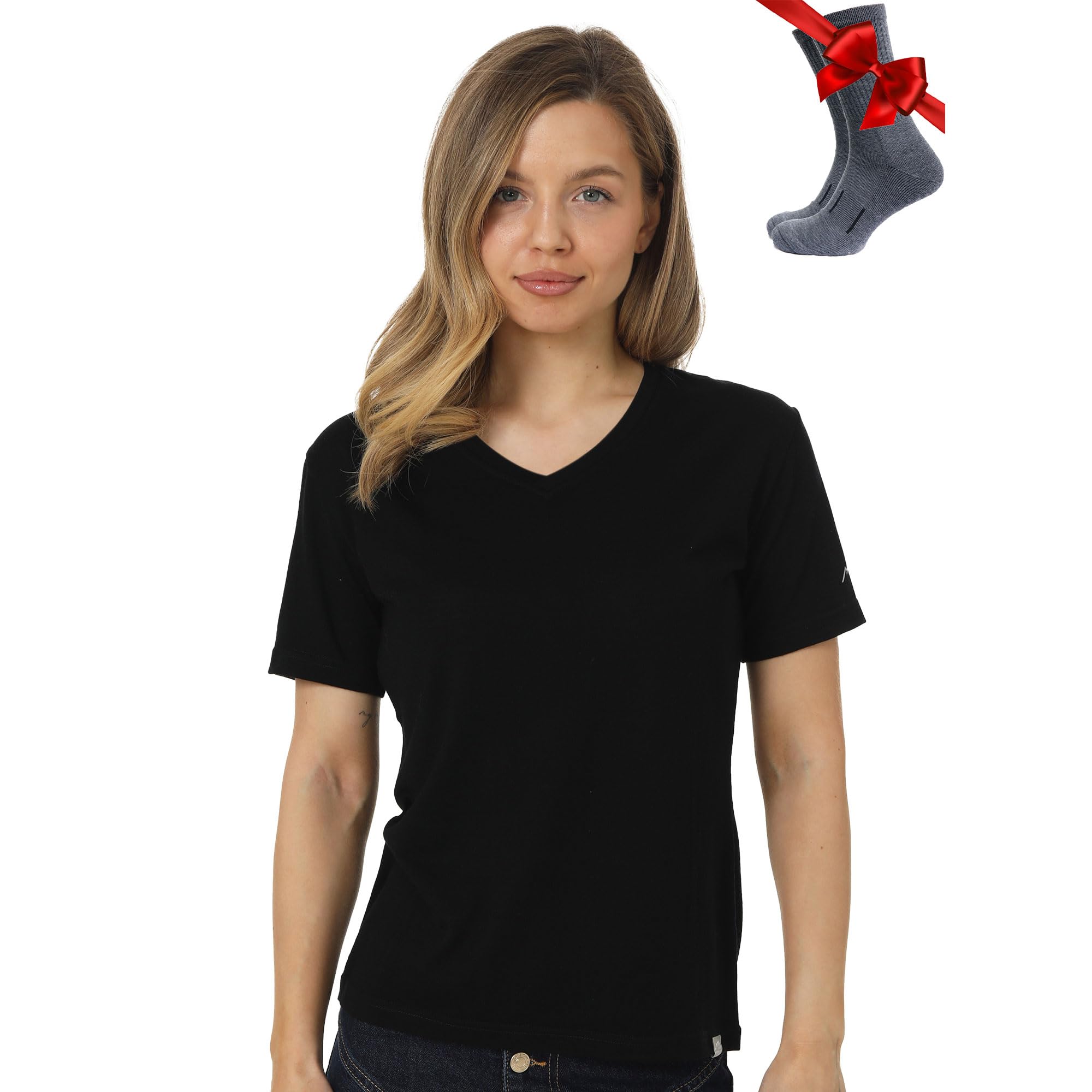 Merino.tech T-Shirt en mérinos pour Femme + Chaussettes de randonnée gratuites – Léger, Respirant и Anti-Odeur