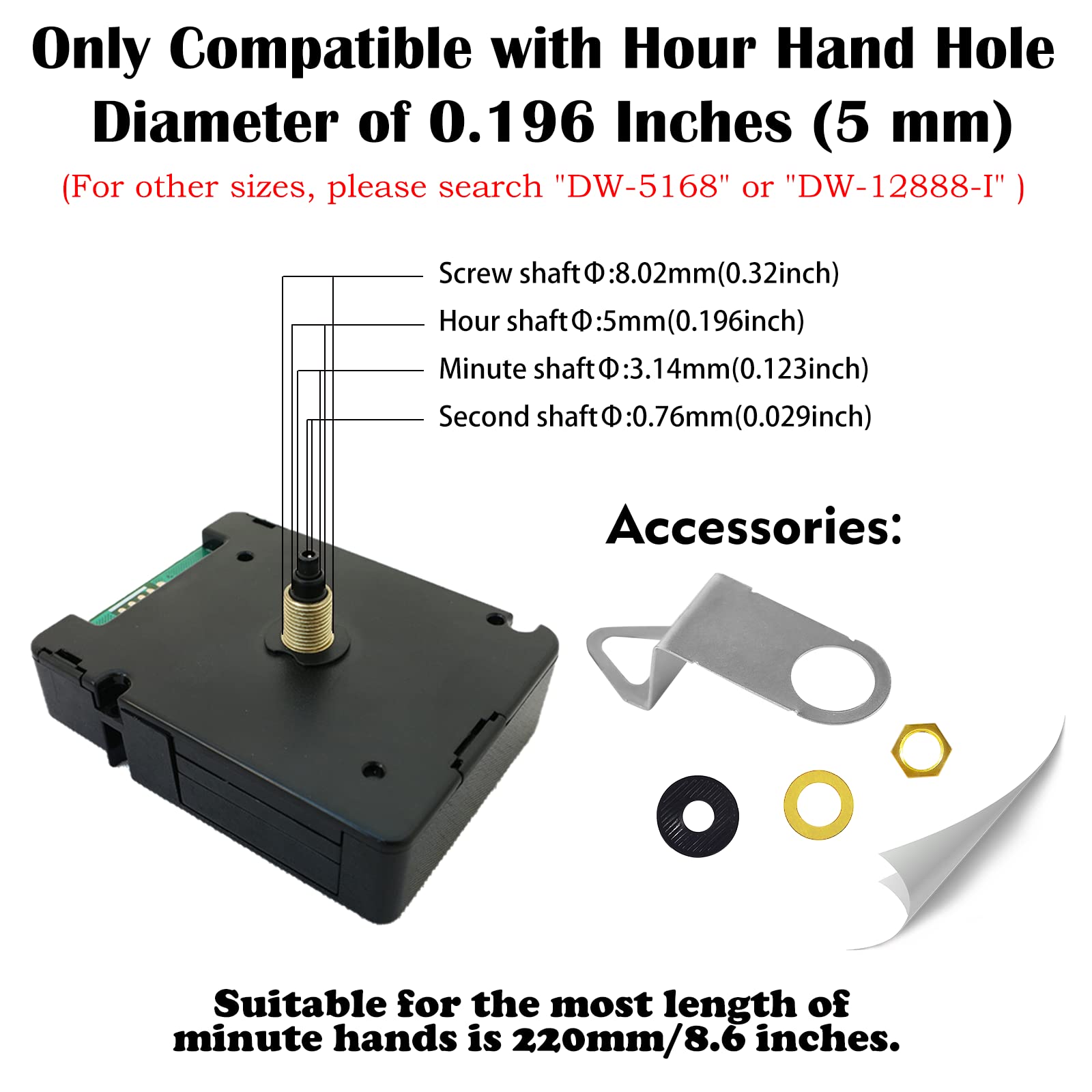 DEEWISH – Mécanisme d'Horloge Quartz Silencieux à Piles, Remplacement pour Horloges Murales, mecanisme horloge murale, Kit de Réparation Idéal pour DIY et Décoration, Aiguilles Noires A