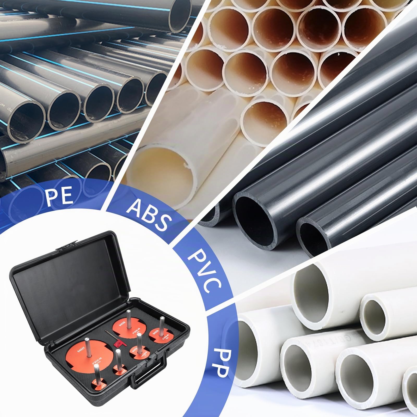 Lot de 6 alésoirs de tuyau en PVC à 2 ailettes, kit de raccord de tuyau en PVC pour perceuses standard de 1,27 cm