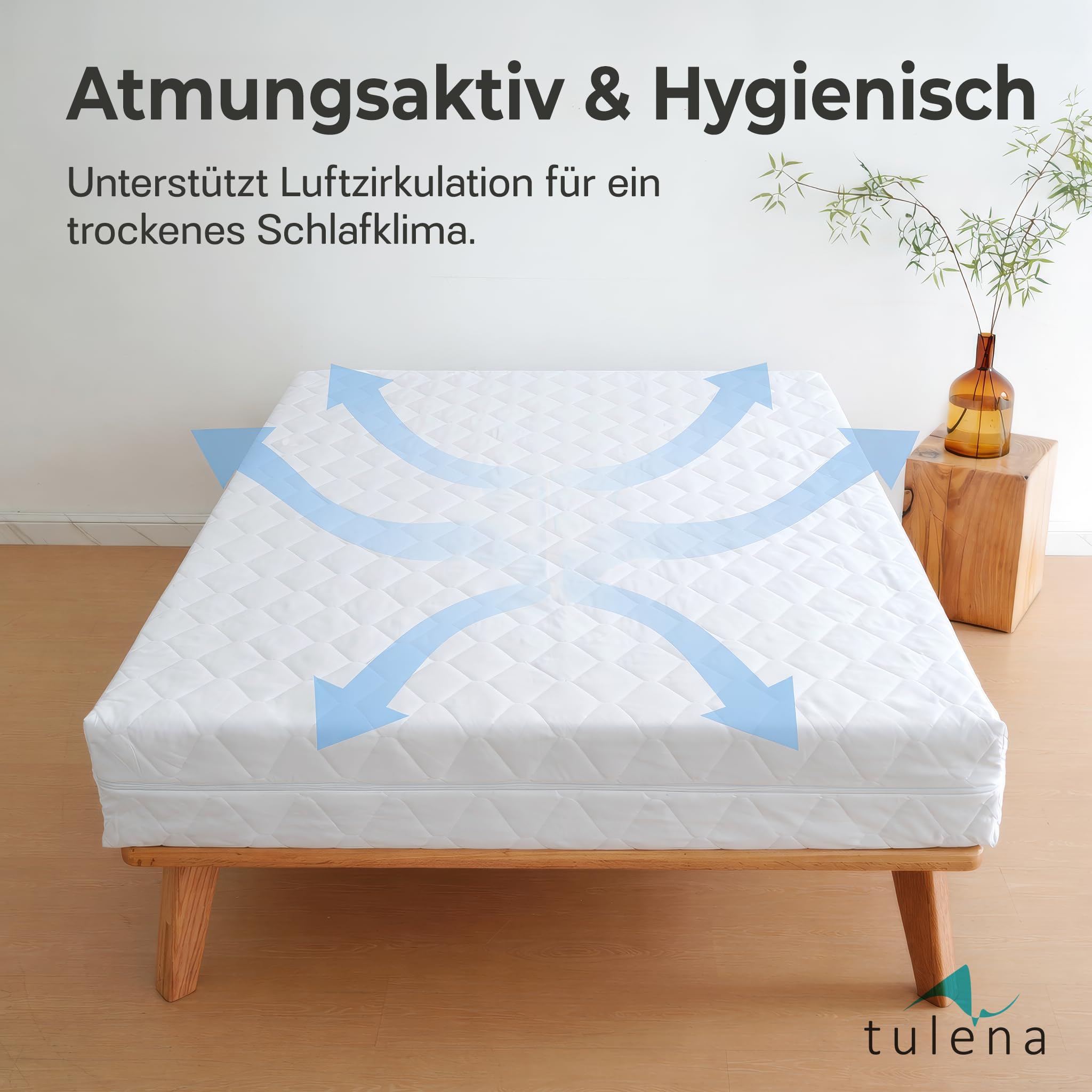 TULENA Matratzenbezug 90x200 cm Matratzenschoner mit Reißverschluss | angenehm weich, gut verarbeitet | als Ersatz Bezug | beide Seiten versteppt Doppeltuch
