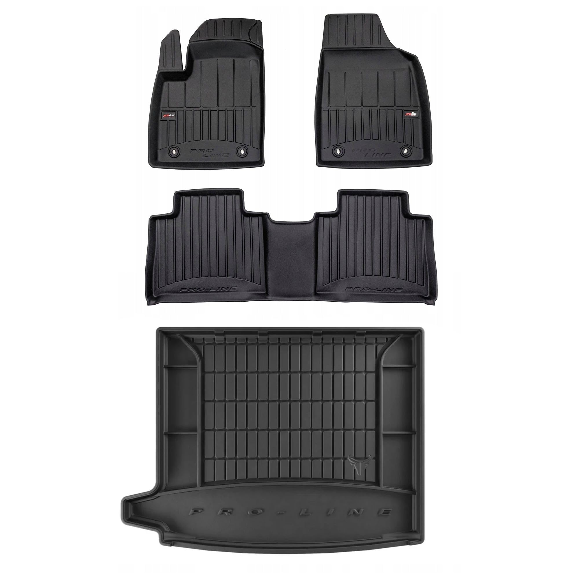 MOTOS Set de alfombrillas de goma y alfombrillas de maletero para MG HS I 2018-2024 Mejora la comodidad de tus viajes con la alfombrilla antideslizante para coche 3D- alfombrillas para todo tipo de cl