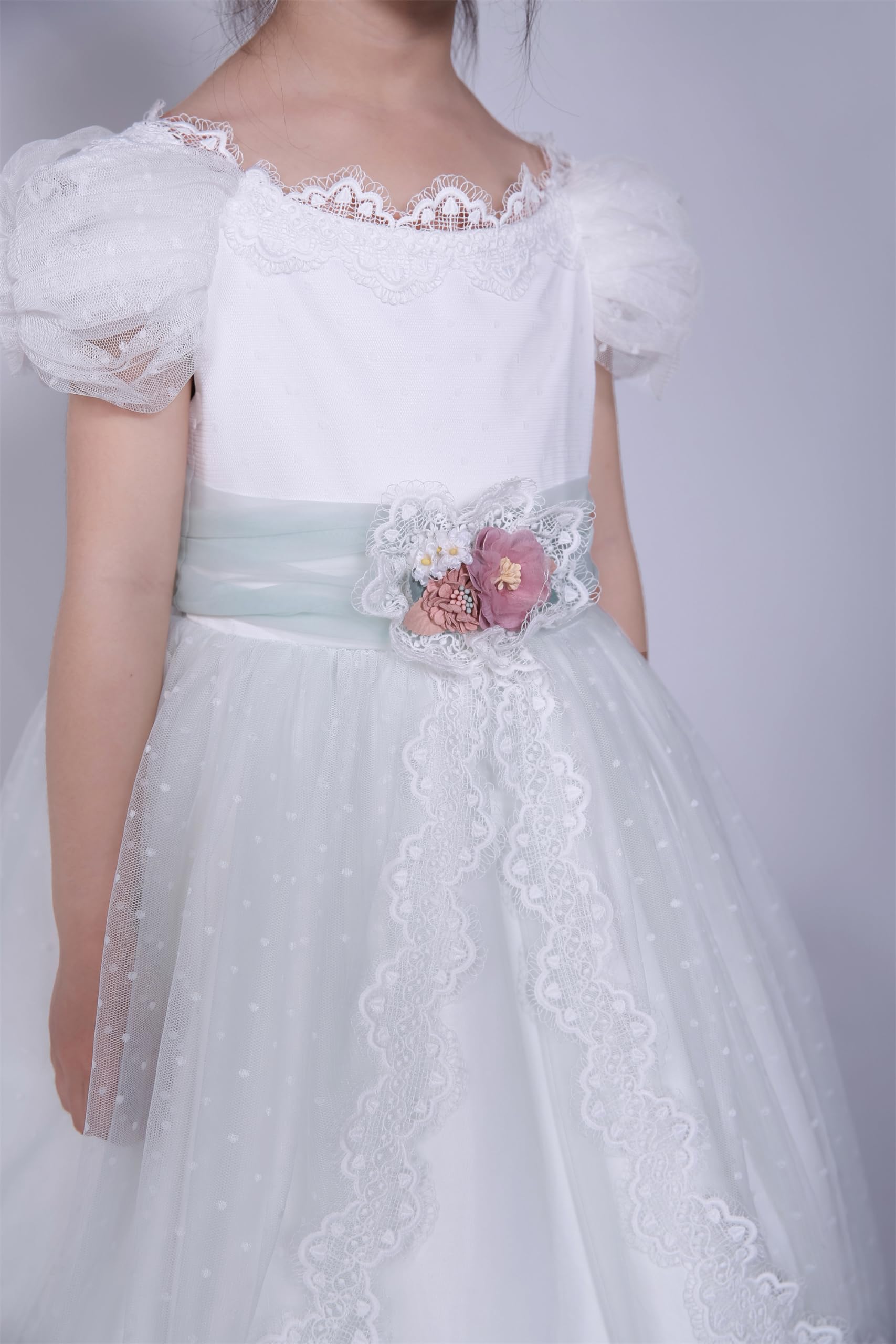 Niñas Primera Comunión Vestidos de Novia Juniors Niña Elegante Largo Blanco Ropa Tamaño 4 5 6 7 8 9 10 12 14