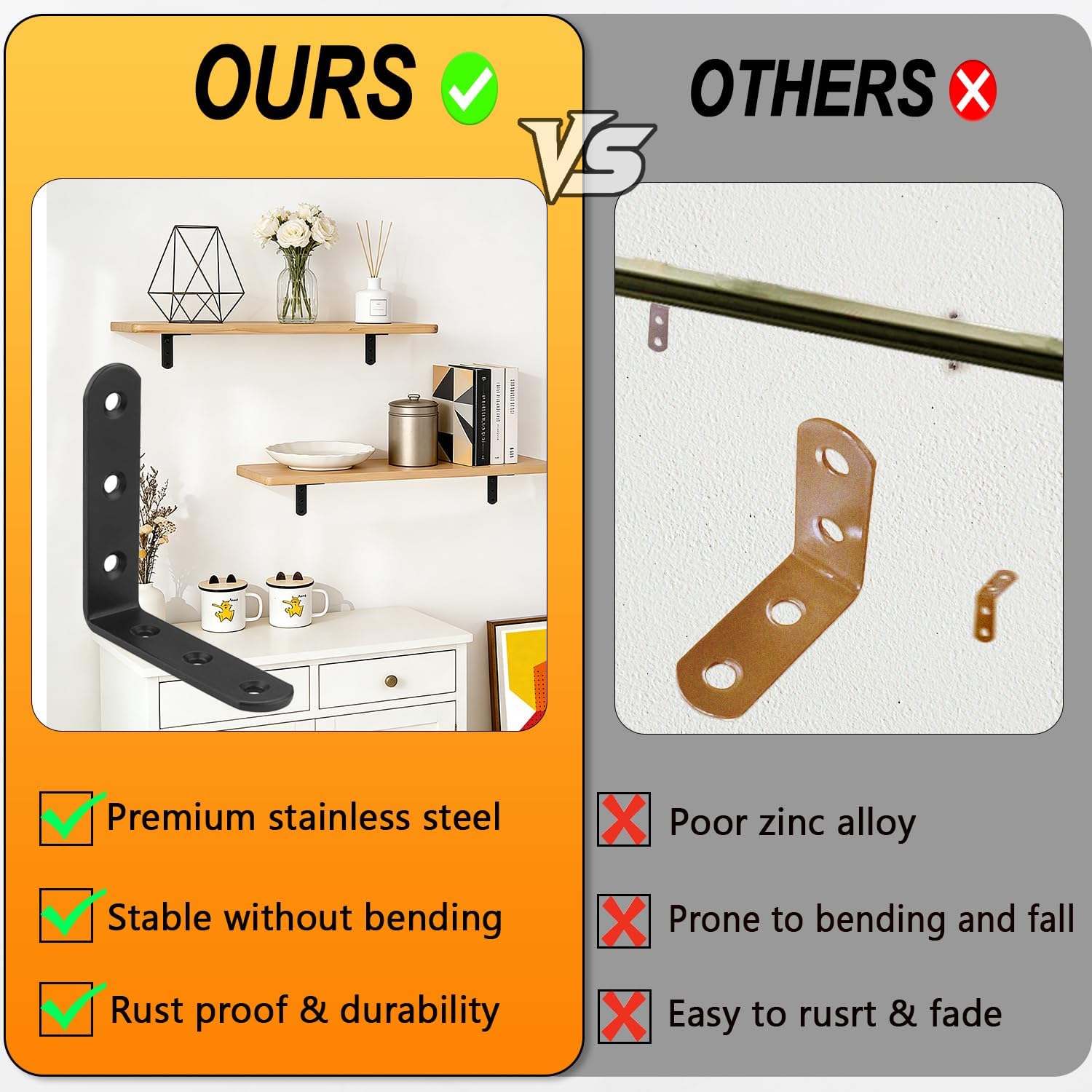 20 Pcs 3" x 3" Black L Brackets 80 x 80MM Metal Corner Brackets Heavy Duty Right Angle Brackets for Wood Shelves Furniture Frame Bookshelf, Included 120pcs Screws