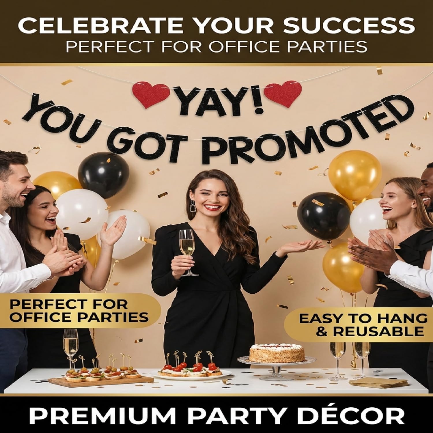 1Pc Congratulations Banner, Congrats Decorations, Promotion Decor For Work, Yay! You Got Promoted Sign - Perfect For Office Celebrations, Employee Recognition image 4