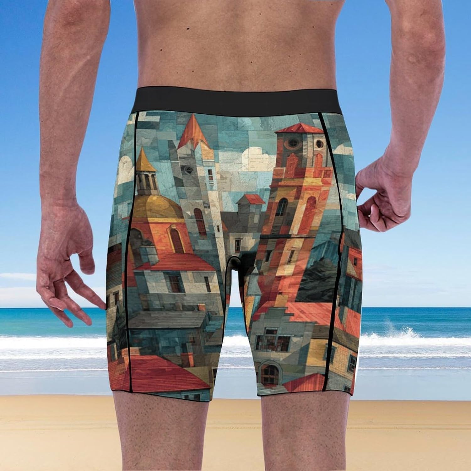 Urban Landscapes Soft Breathable Men Athletic Underwear Stretch Quick Dry Sport Boxer Briefs for Daily Workout Gym Wear