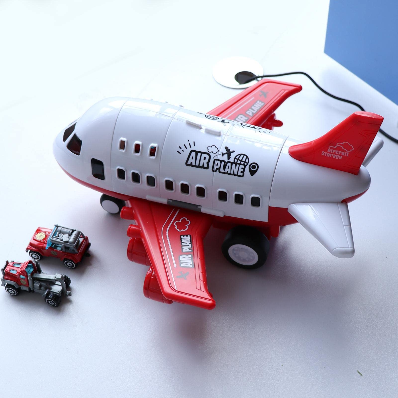 MagiDeal Aereo Passeggeri Giocattolo Grande Inerzia Portacarri Veicoli Alloy Adatto per Trasporto Giocattoli Gioco Bambini Esposizione Casa Collezione, Rosso 6 Antincendio Camion
