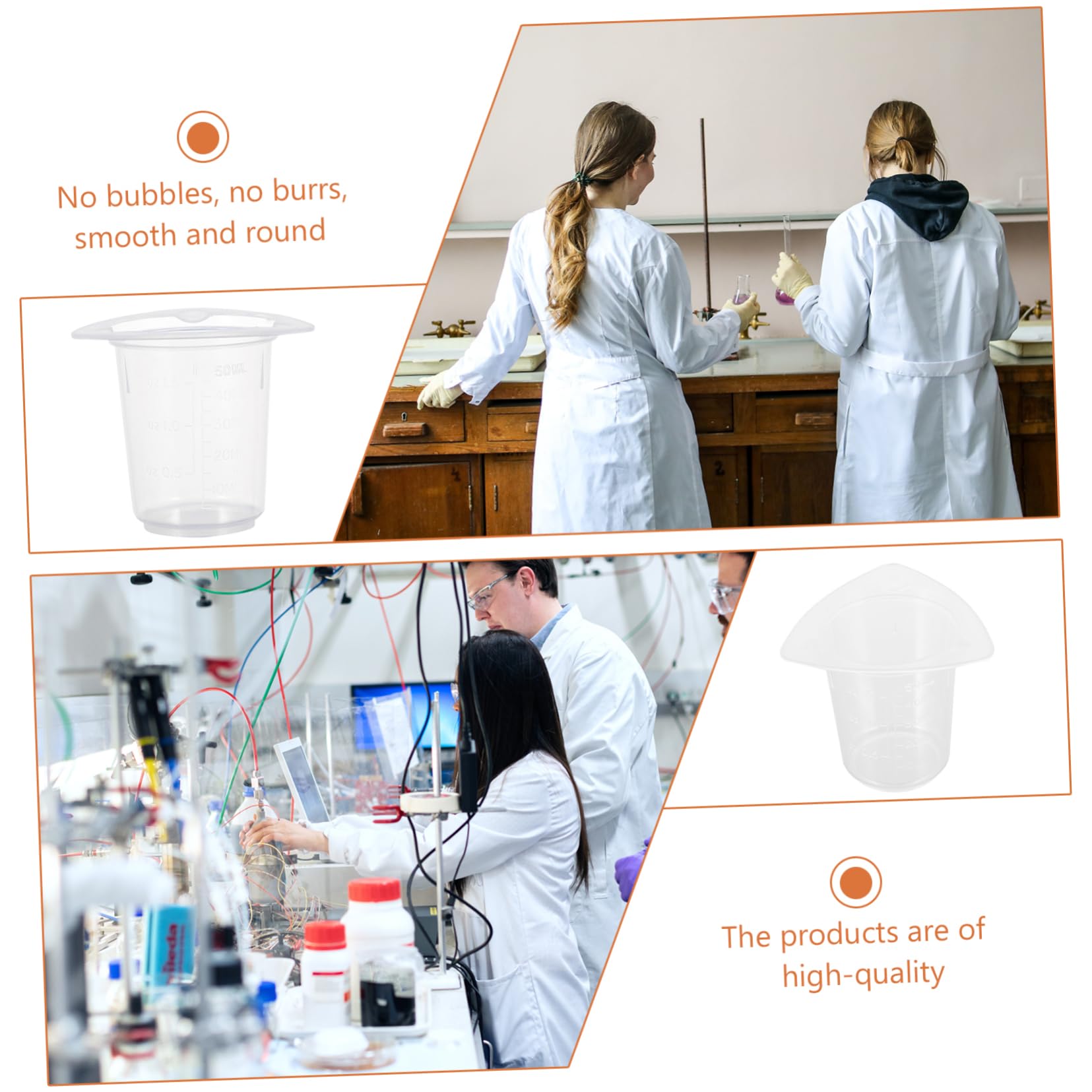 FUNOMOCYA 20pcs Plastic Beakers for Lab Measuring Tools 5-50ml Graduations 0.5-1.5oz Scale