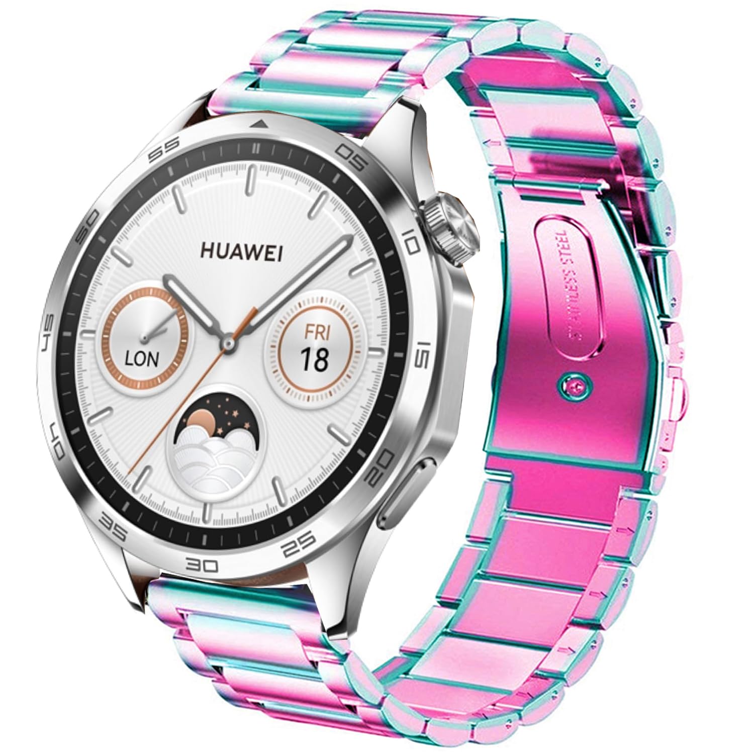 DEALELE Bands Compatible with Samsung Galaxy Watch 46mm / Galaxy 3 45mm, 22mm Stainless Steel Metal Replacement Strap for Huawei Wacth GT5 / GT5 Pro /