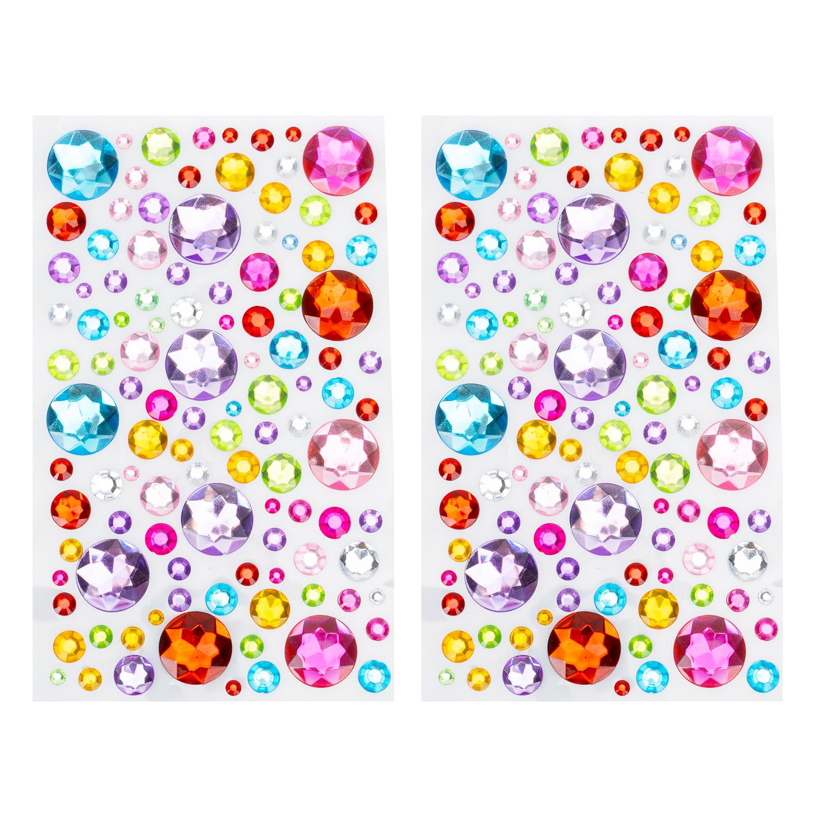 AKHTART Gem Stickers - 2 Sheets Rhinestone Gems, Assorted Shapes Bling Diamond Jewels for Nails, Face, Festivals Makeup, DIY Craft, Decorations, Body