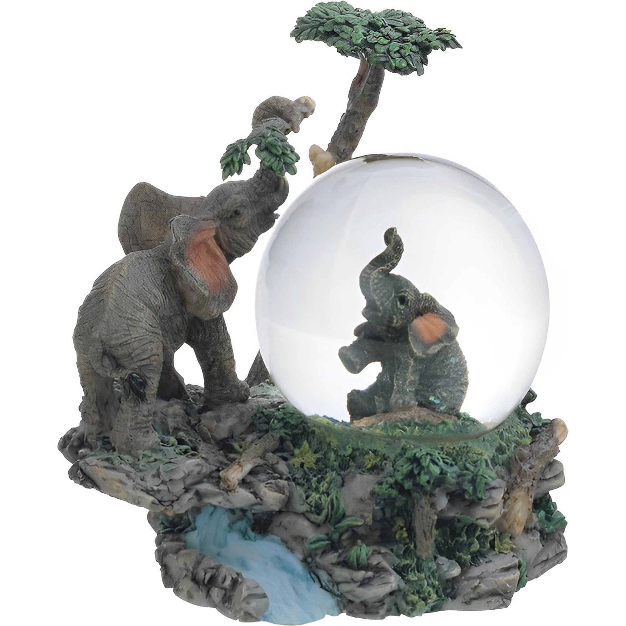 ICE ARMOR 4" H Elephant Glitter Snow Globe Statue Sculpture Ornament Decoration Home/Room Decor Ideas for Housewarming, Holidays and Birthdays Great Collectible Addition