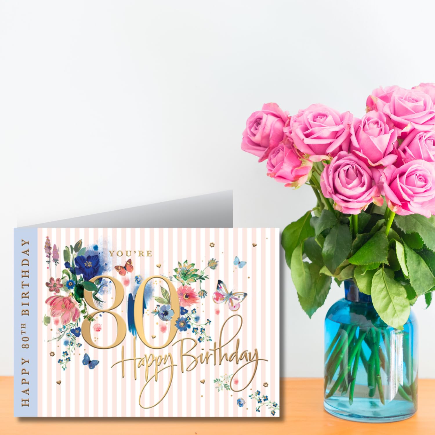 80. Geburtstagskarte Für Frauen - Blumen, Folie & Prägung | Blossom & Bloom Reihe