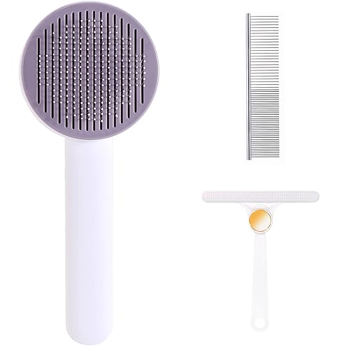 Cepillo deslizante de autolimpieza para gatos o perros, cepillo de aseo de mascotas para cabello largo o corto, peine para perros con un botón,