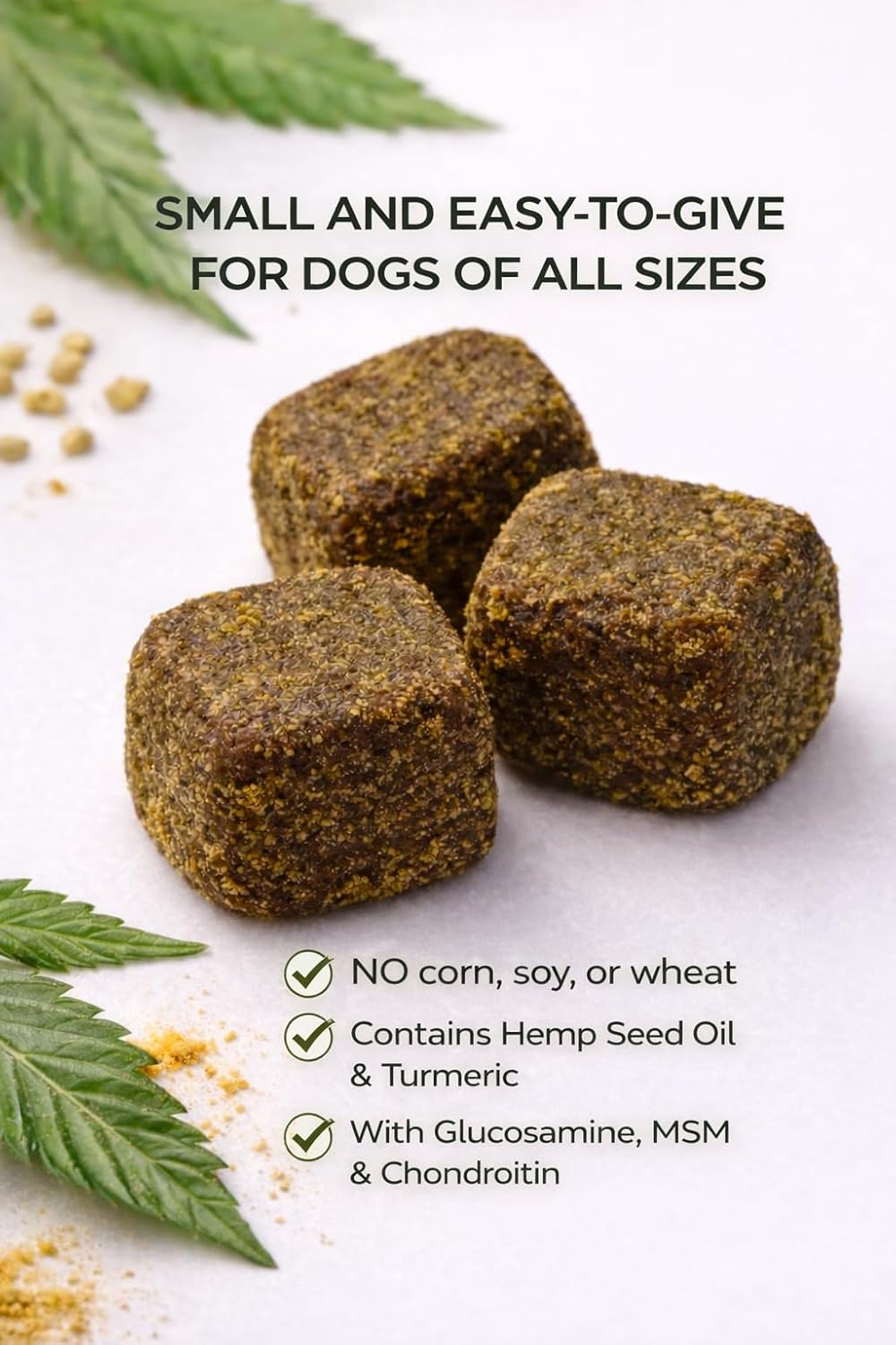 Emma + Bruno Hip & Joint Soft Chews for Dogs – Mobility Support with Glucosamine, MSM & Chondroitin, Hemp Seed Oil – Duck Flavor – 120 Soft Chews