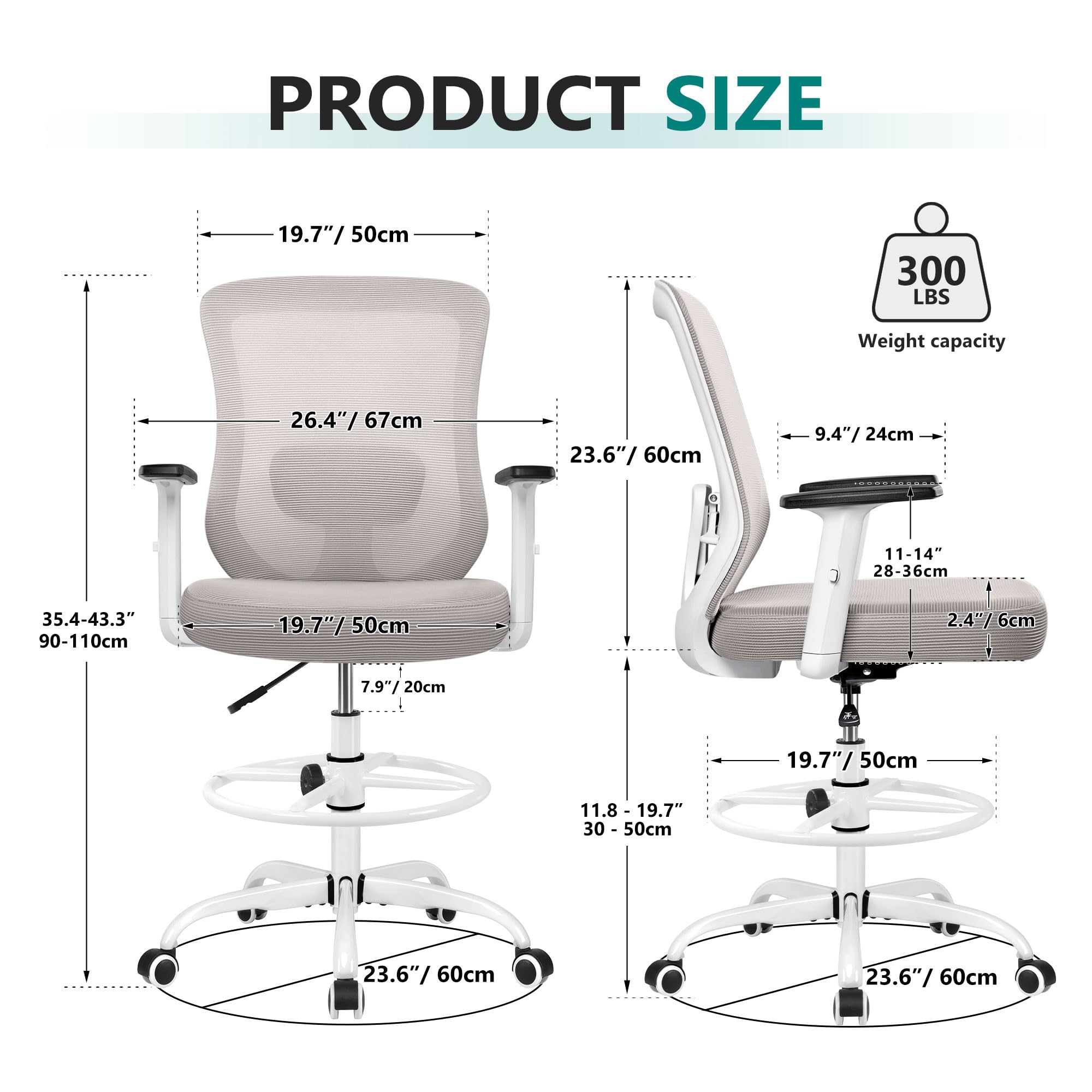 Best Counter Ergonomic Drafting Chair Adjustable Height Mesh